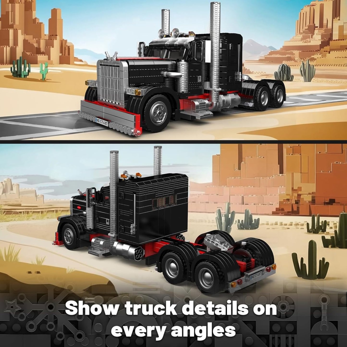 Mould King 10037 Semi Truck Building Set – 1797 Pieces, Ten-Wheel Flatbed Model for Display
