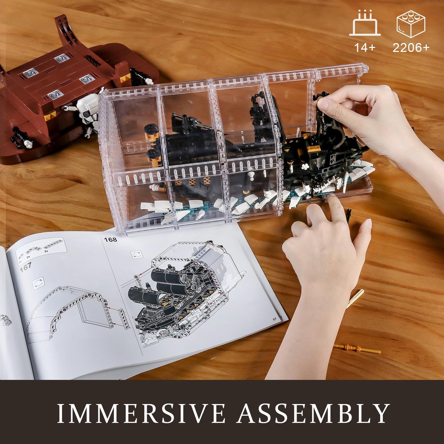 Mould King 10065 Drift Bottle with Black Pearl Ship – Pirate Ship in a Bottle Model Kit (2206 Pieces)
