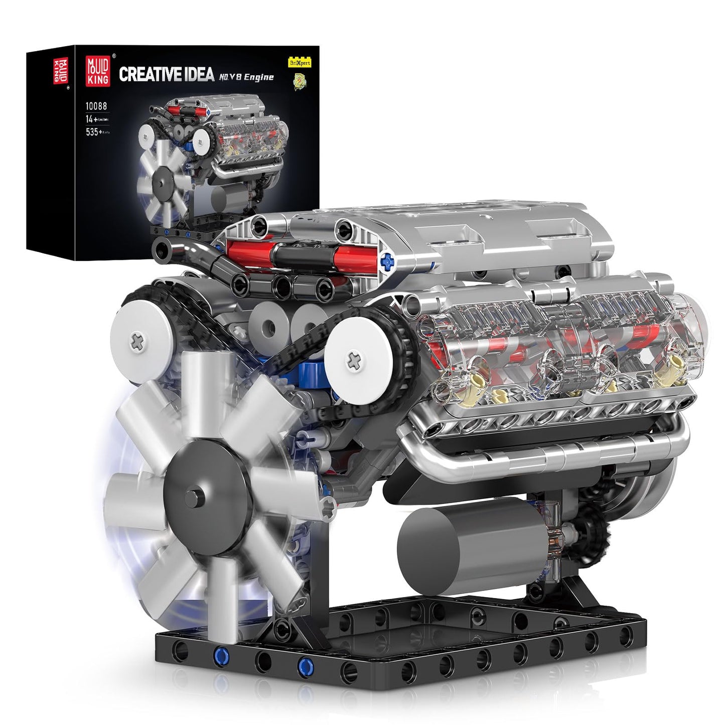 Mould King 10088 V8 Engine Model Kit – 535 Pcs | DIY STEM Mechanic Construction Set