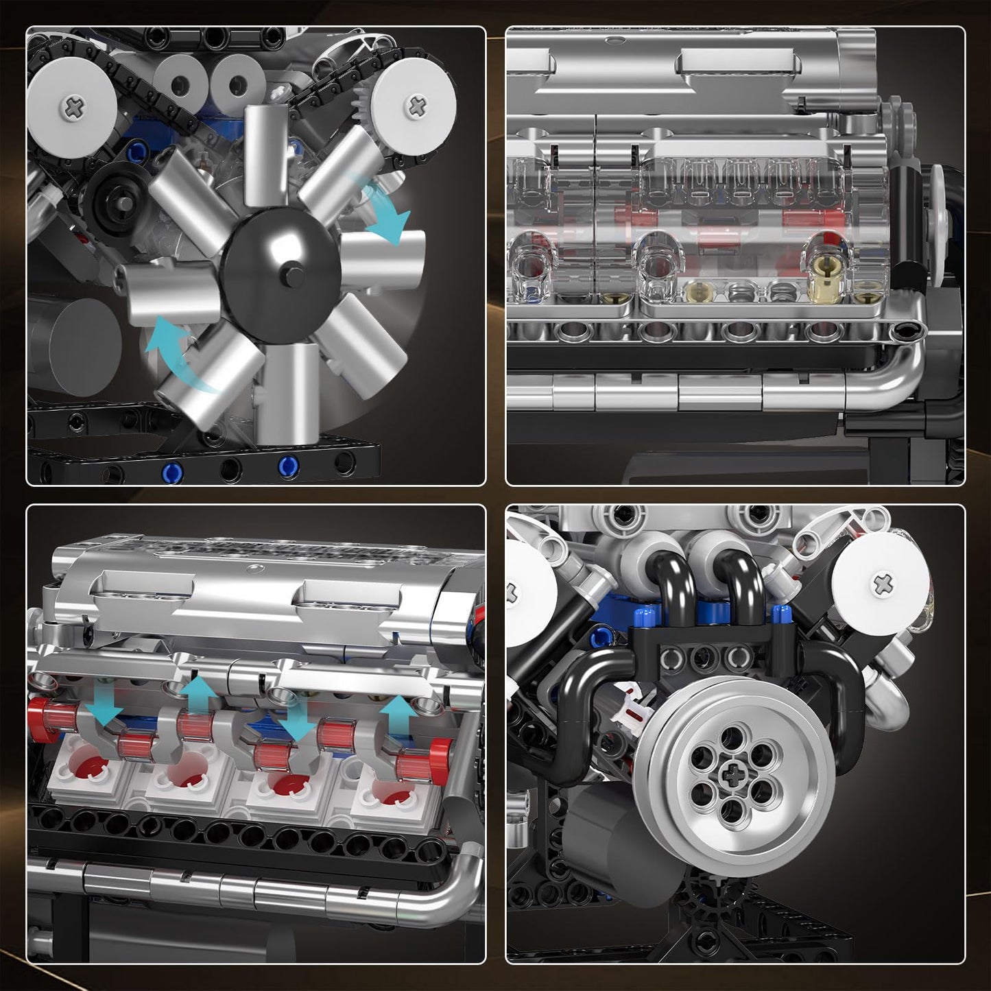 Mould King 10088 V8 Engine Model Kit – 535 Pcs | DIY STEM Mechanic Construction Set
