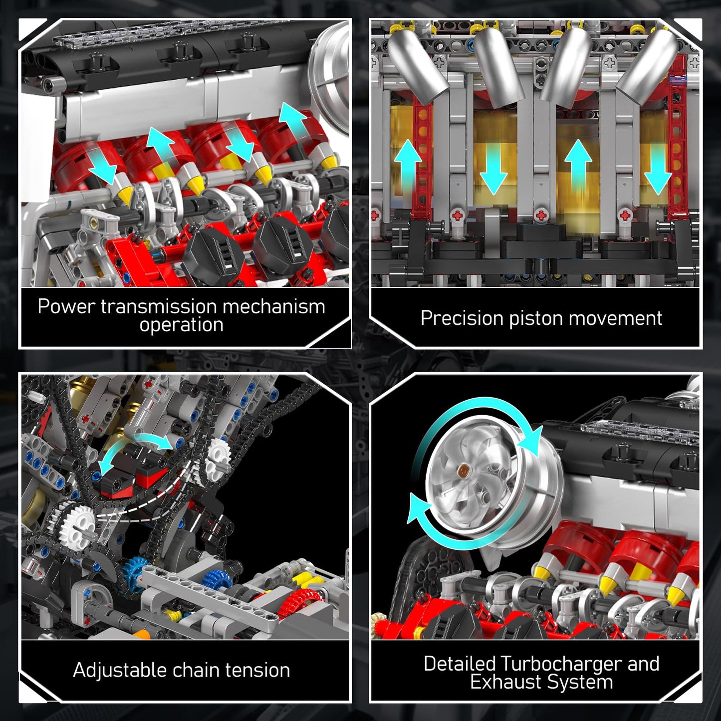 Mould King 10130 V8 Engine Model Kit That Works – 2718-Piece DIY STEM Car Engine