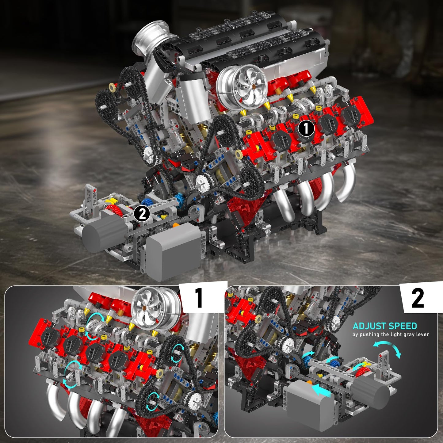 Mould King 10130 V8 Engine Model Kit That Works – 2718-Piece DIY STEM Car Engine