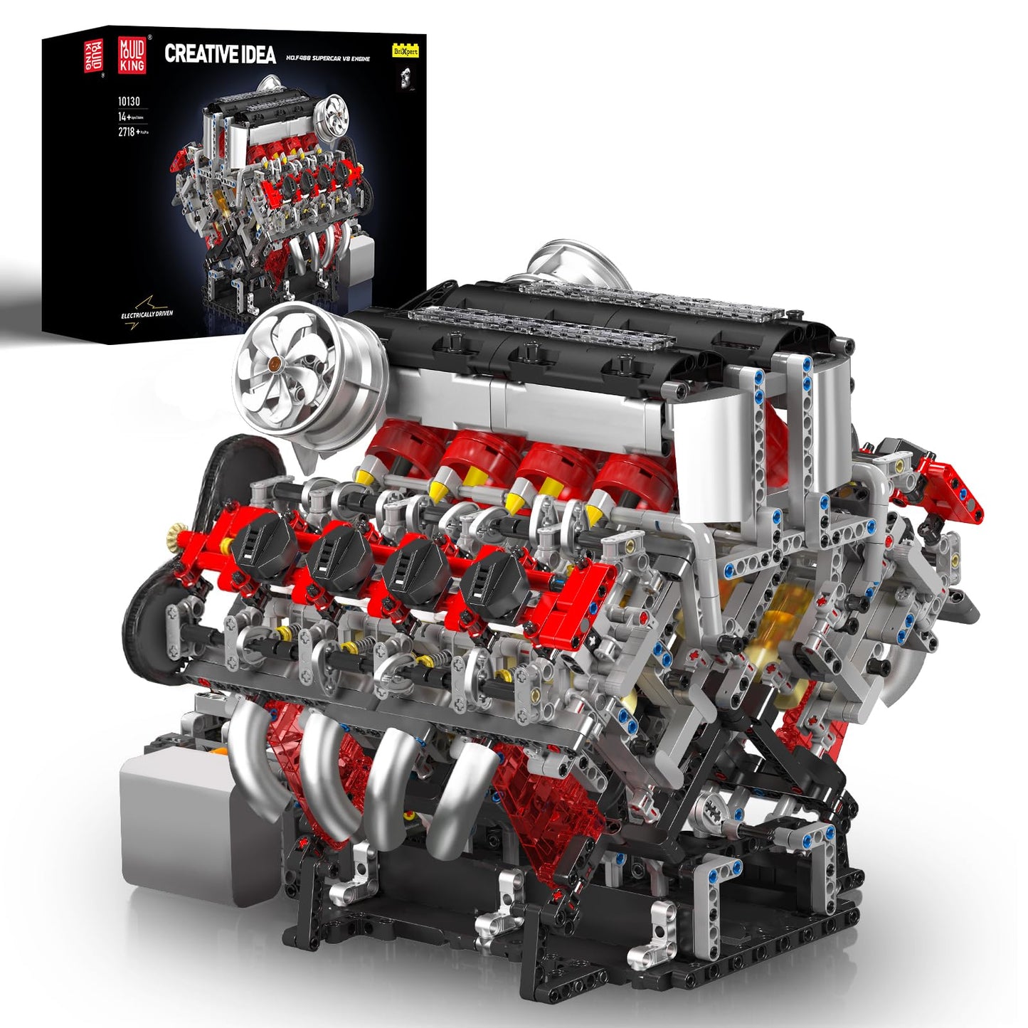 Mould King 10130 V8 Engine Model Kit That Works – 2718-Piece DIY STEM Car Engine