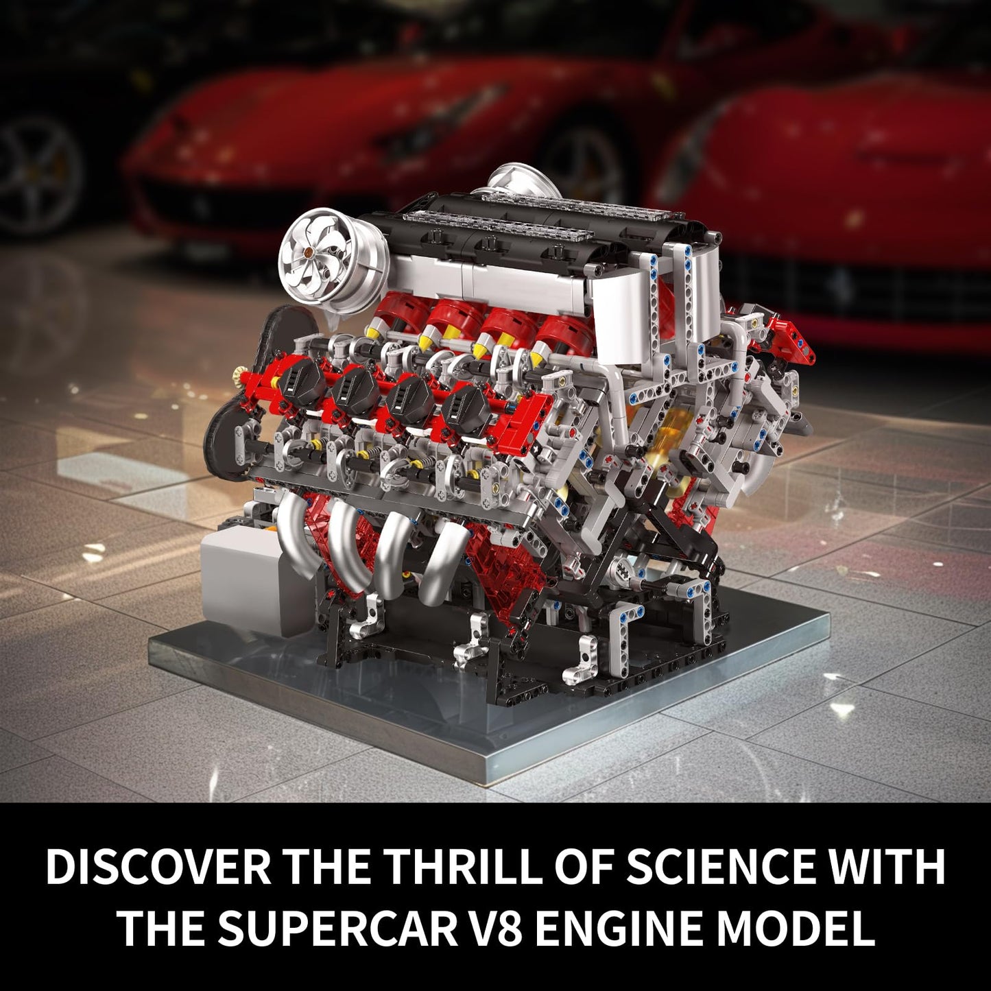 Mould King 10130 V8 Engine Model Kit That Works – 2718-Piece DIY STEM Car Engine