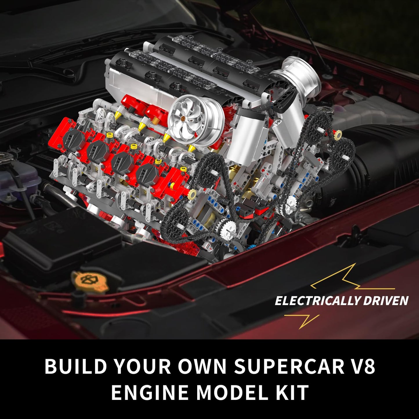 Mould King 10130 V8 Engine Model Kit That Works – 2718-Piece DIY STEM Car Engine