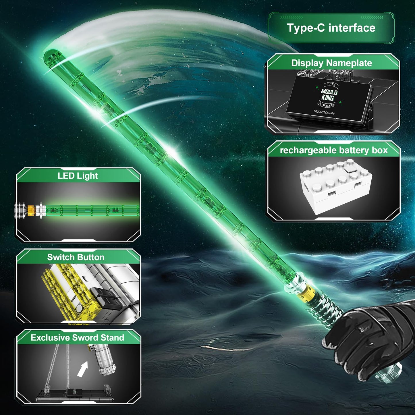 Mould King 10140 Lightsaber Building Set – LED Light, 1126 Pieces, Adult Cosplay