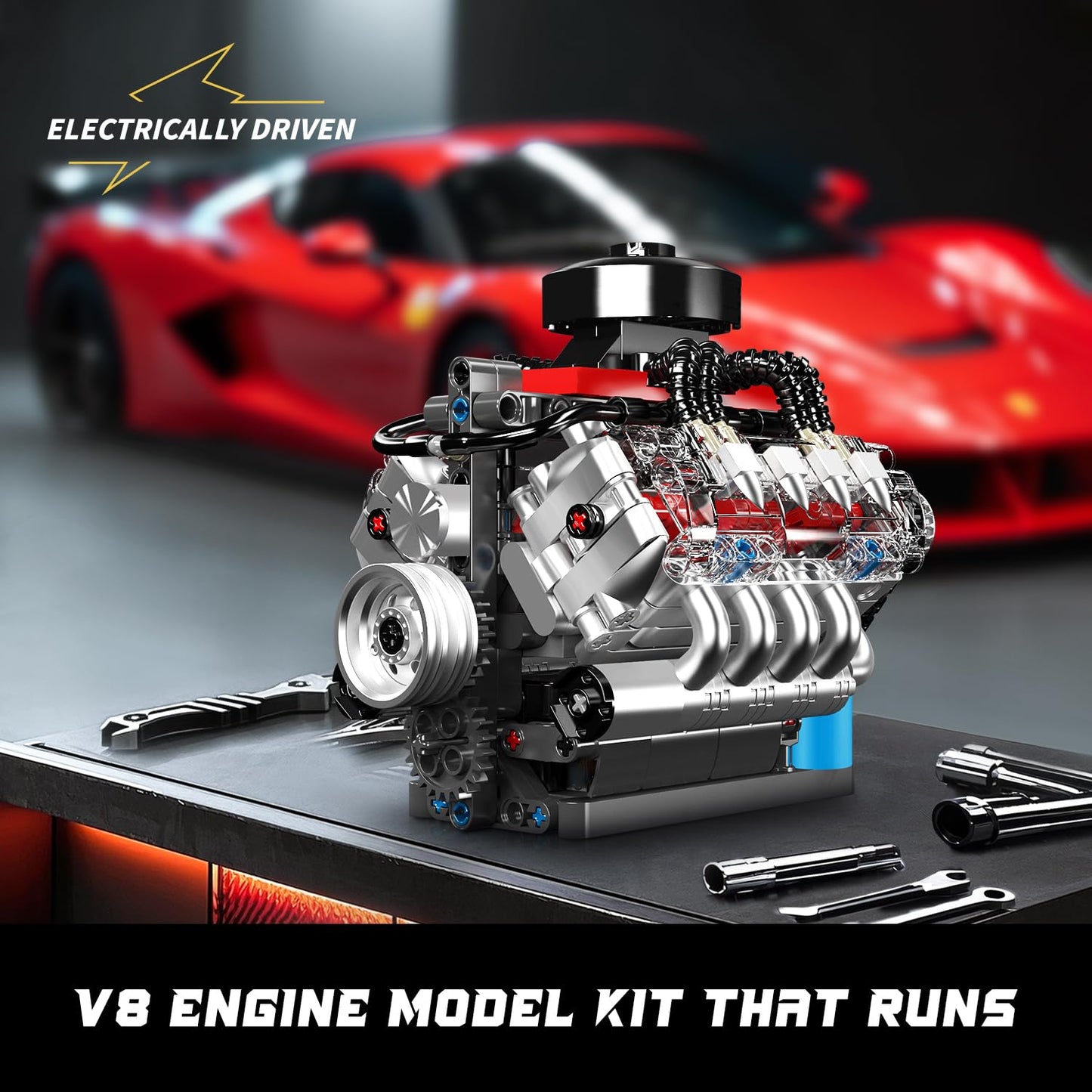 Mould King 10171 V8 Engine Model Kit – Running Mini V8 Engine for Adults