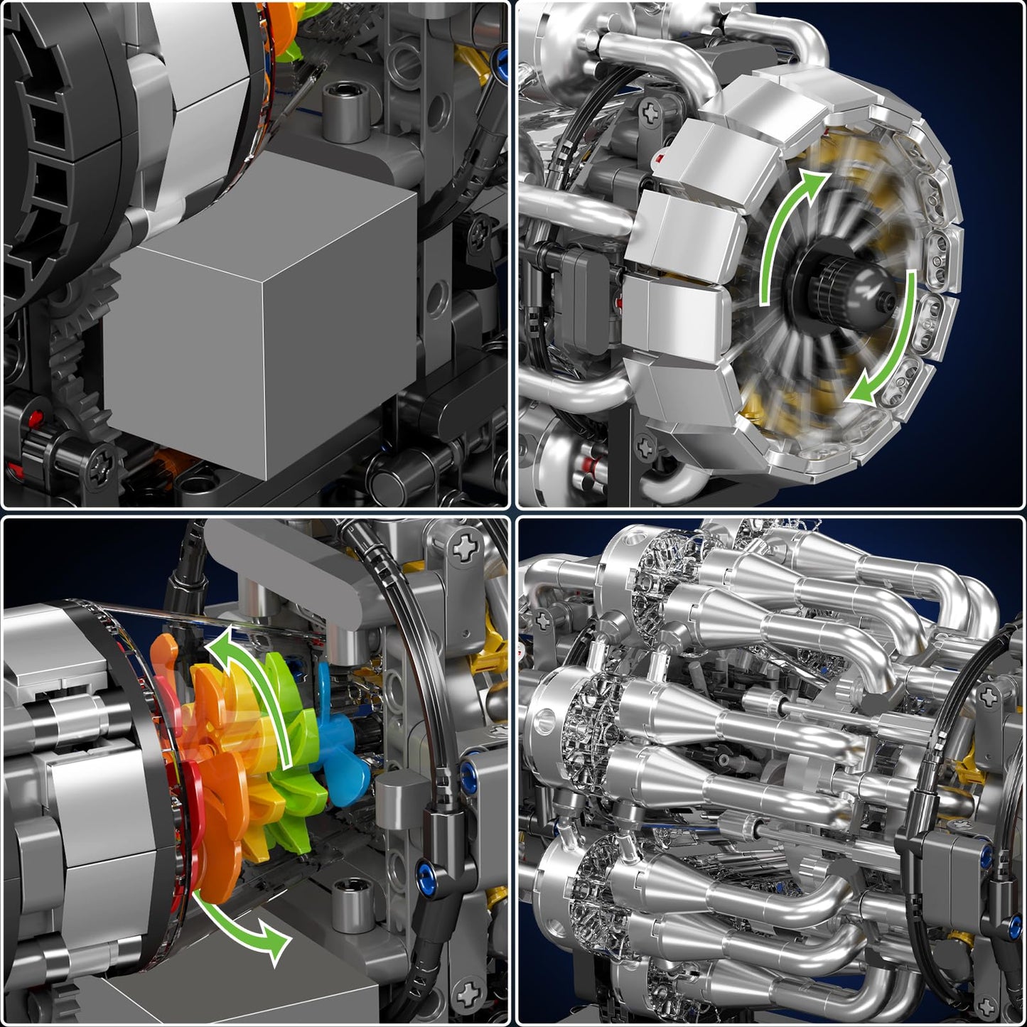 Mould King 10216 Turbojet Engine Building Set – Mechanical Aviation Model Kit for STEM, 1214+ PCS