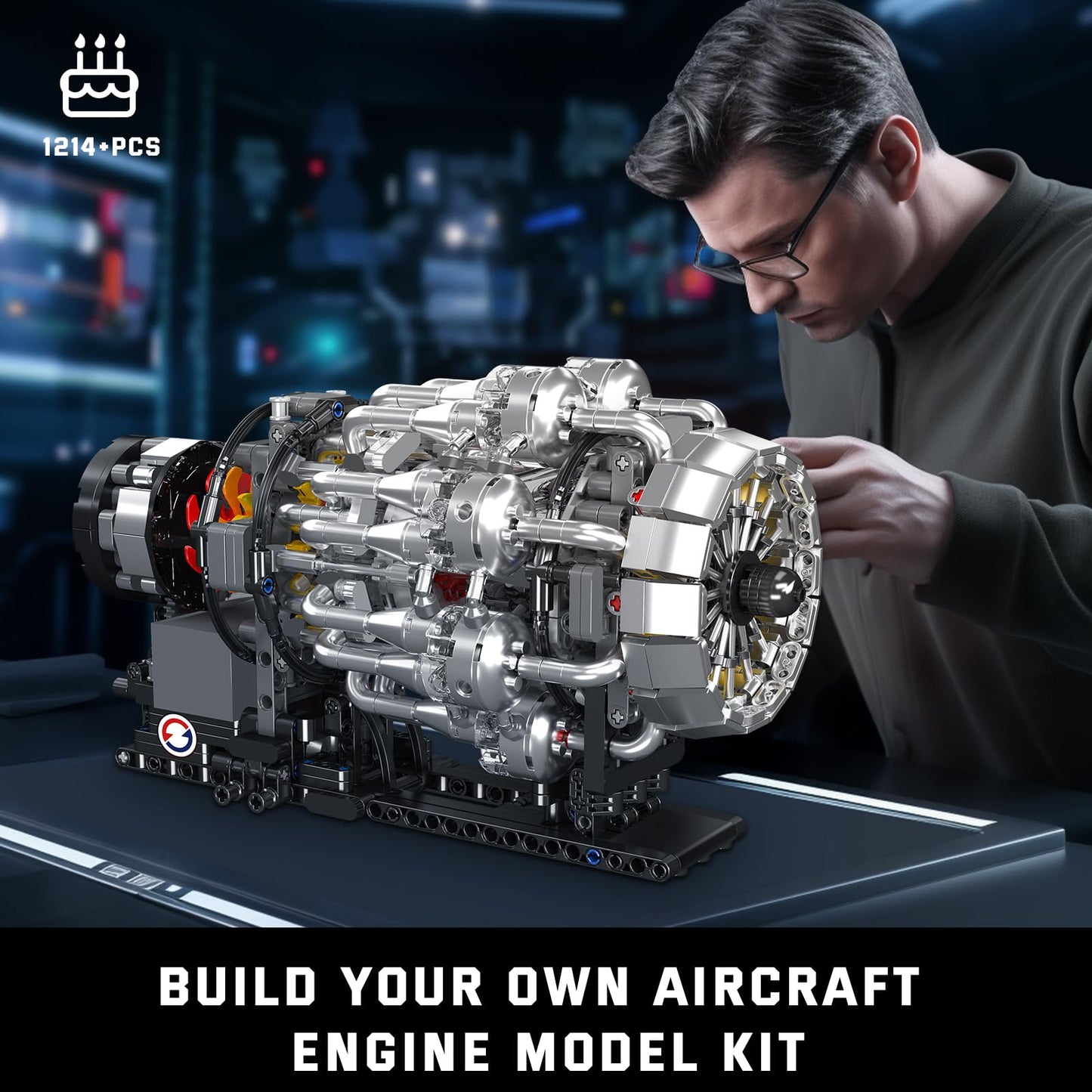 Mould King 10216 Turbojet Engine Building Set – Mechanical Aviation Model Kit for STEM, 1214+ PCS