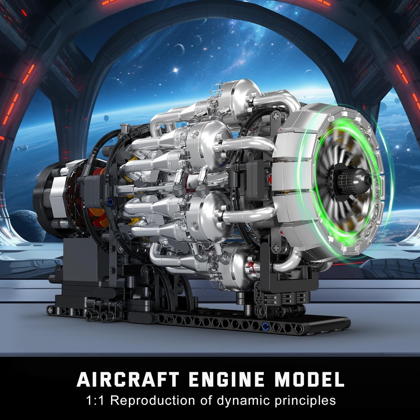 Mould King 10216 Turbojet Engine Building Set – Mechanical Aviation Model Kit for STEM, 1214+ PCS