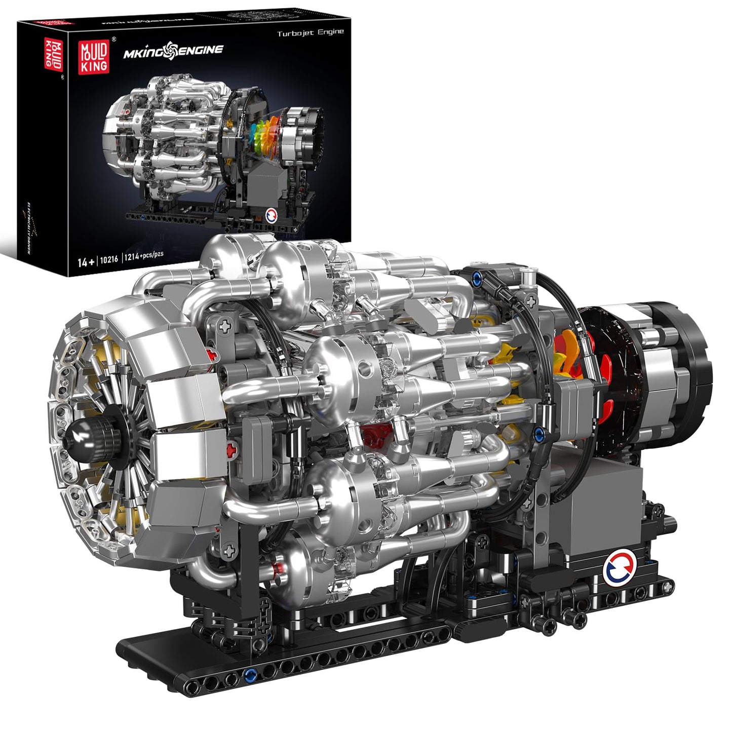 Mould King 10216 Turbojet Engine Building Set – Mechanical Aviation Model Kit for STEM, 1214+ PCS