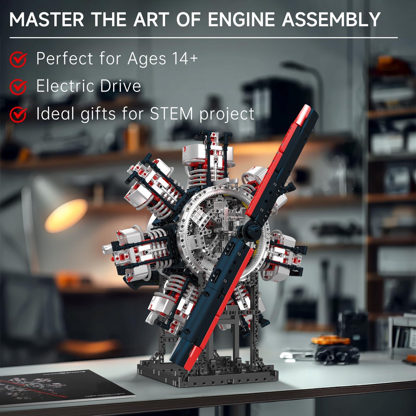 Mould King 10233 Radial Aviation Engine Building Kit – 3089+ PCS STEM Engine Model with Electric Drive