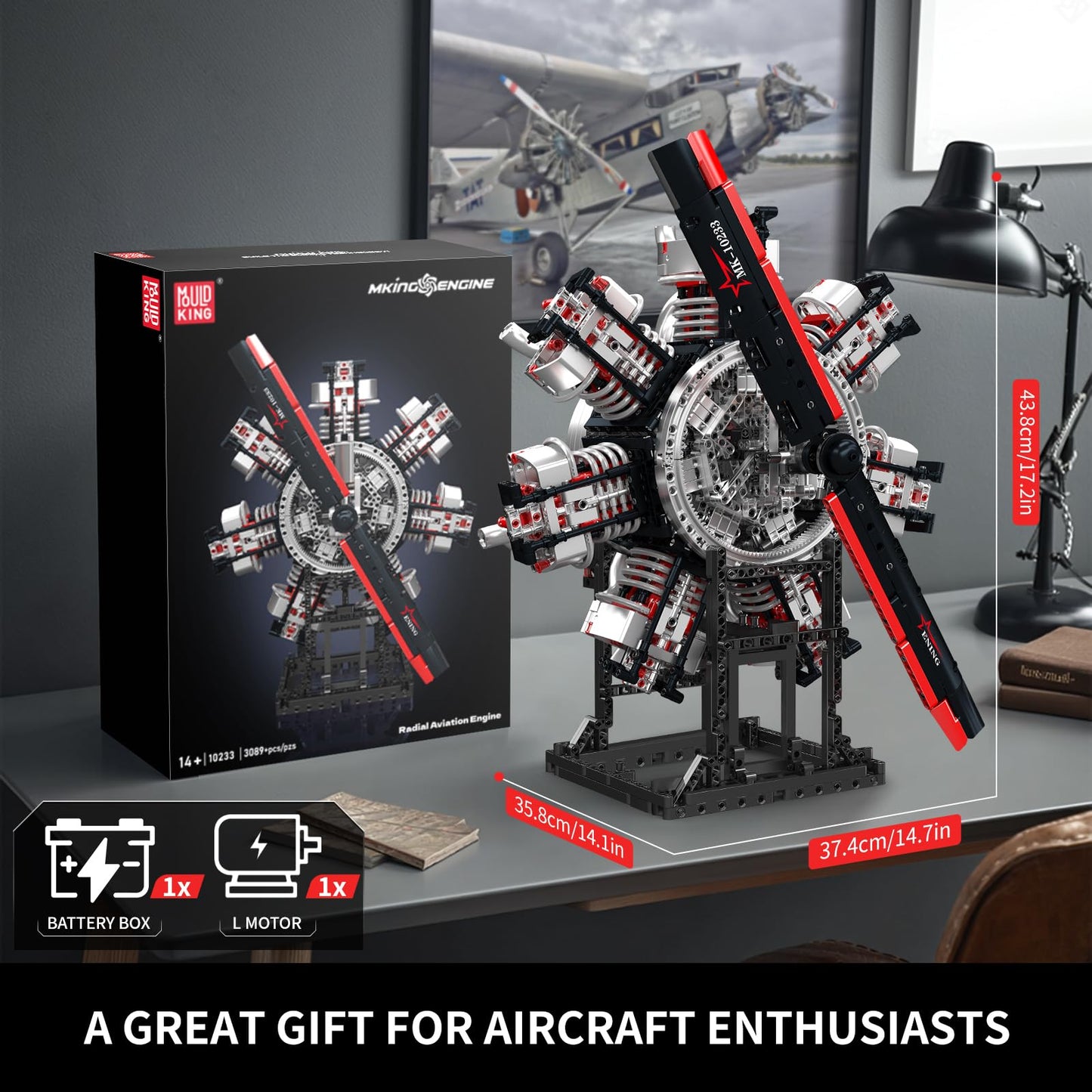 Mould King 10233 Radial Aviation Engine Building Kit – 3089+ PCS STEM Engine Model with Electric Drive