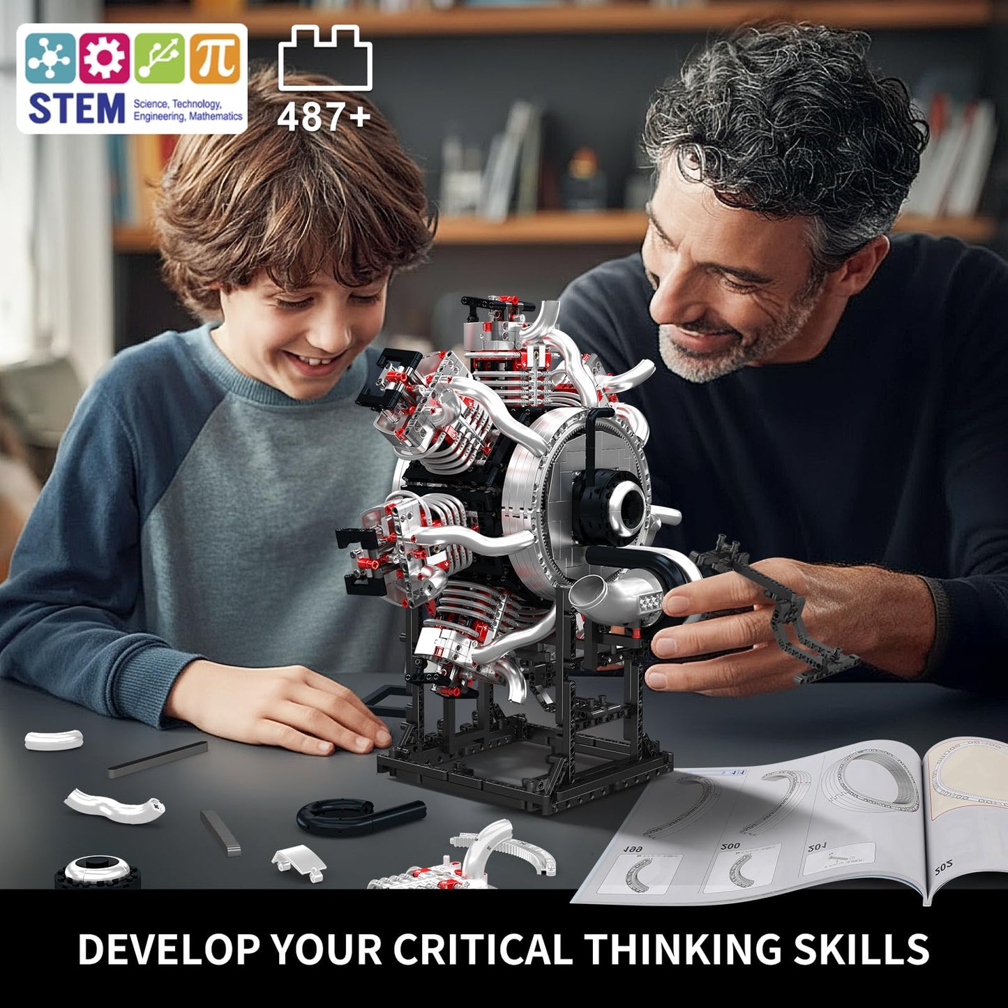 Mould King 10233 Radial Aviation Engine Building Kit – 3089+ PCS STEM Engine Model with Electric Drive