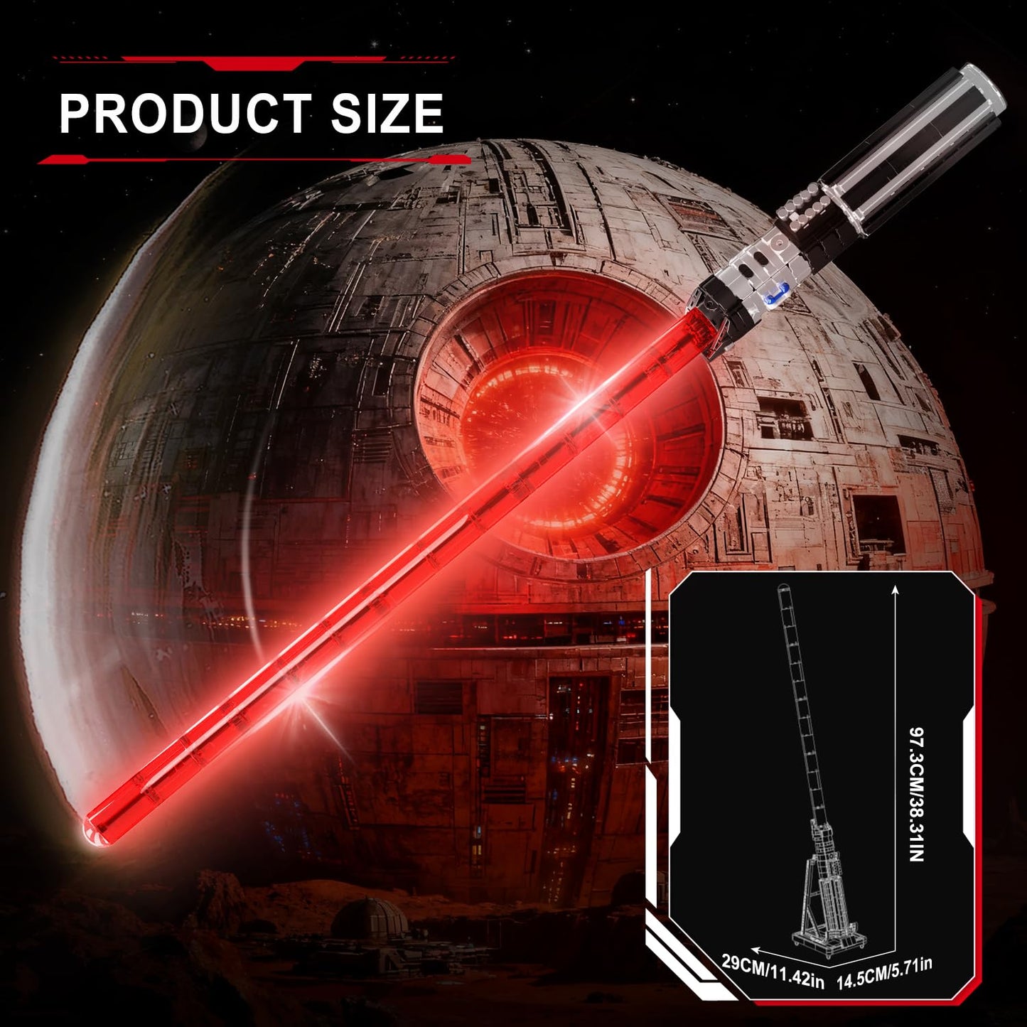 Mould King 10237 Lightsaber Building Blocks Set – 1627-Piece LED Sword with Rechargeable Battery & Display Stand (38.31 inches)