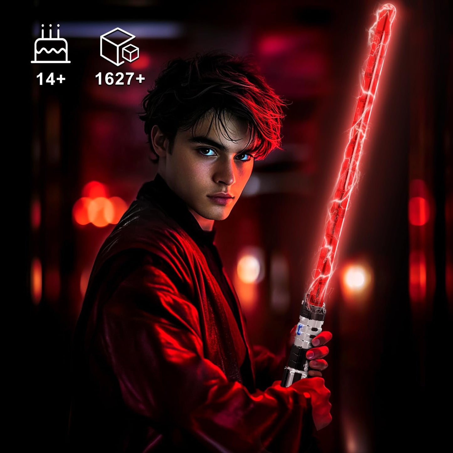 Mould King 10237 Lightsaber Building Blocks Set – 1627-Piece LED Sword with Rechargeable Battery & Display Stand (38.31 inches)