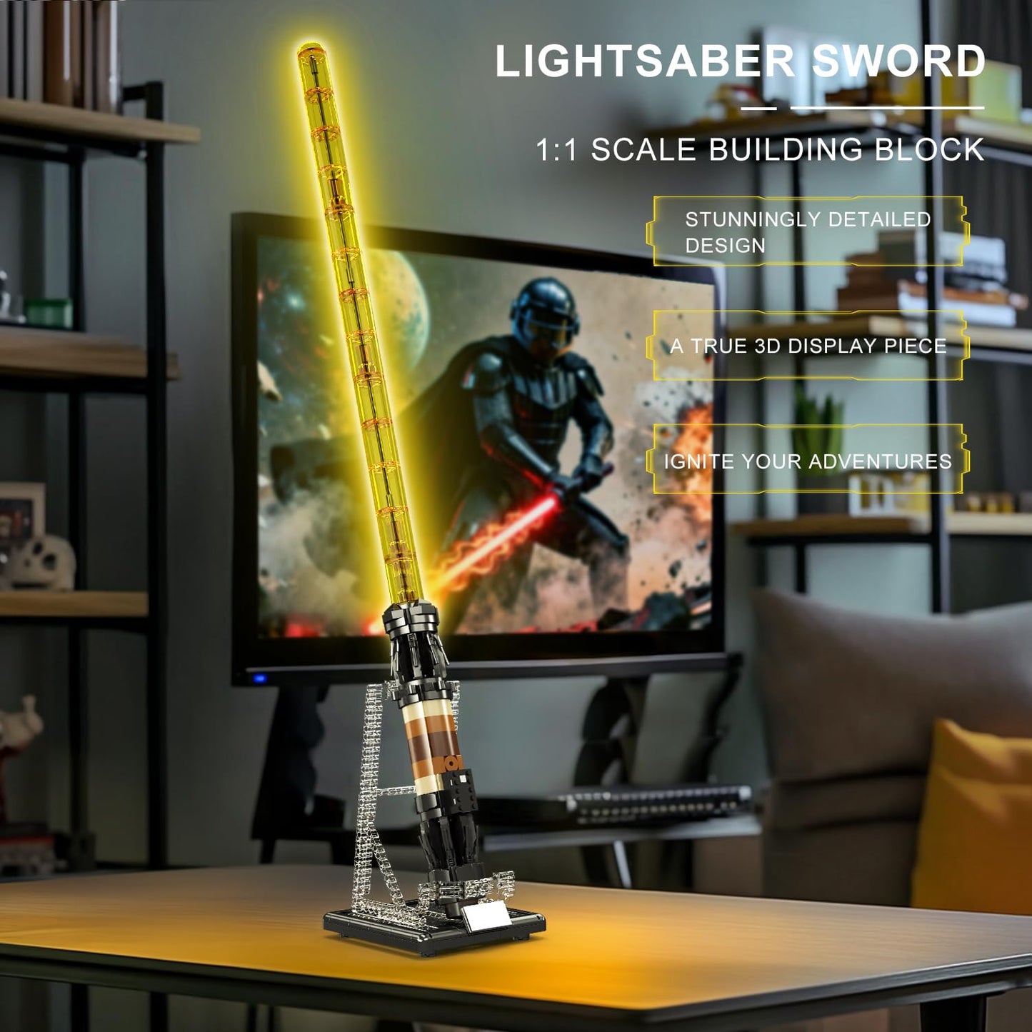 Mould King 10238 Lightsaber Building Blocks Set – 1169+ PCS LED Sword with USB Rechargeable Battery & Display Stand