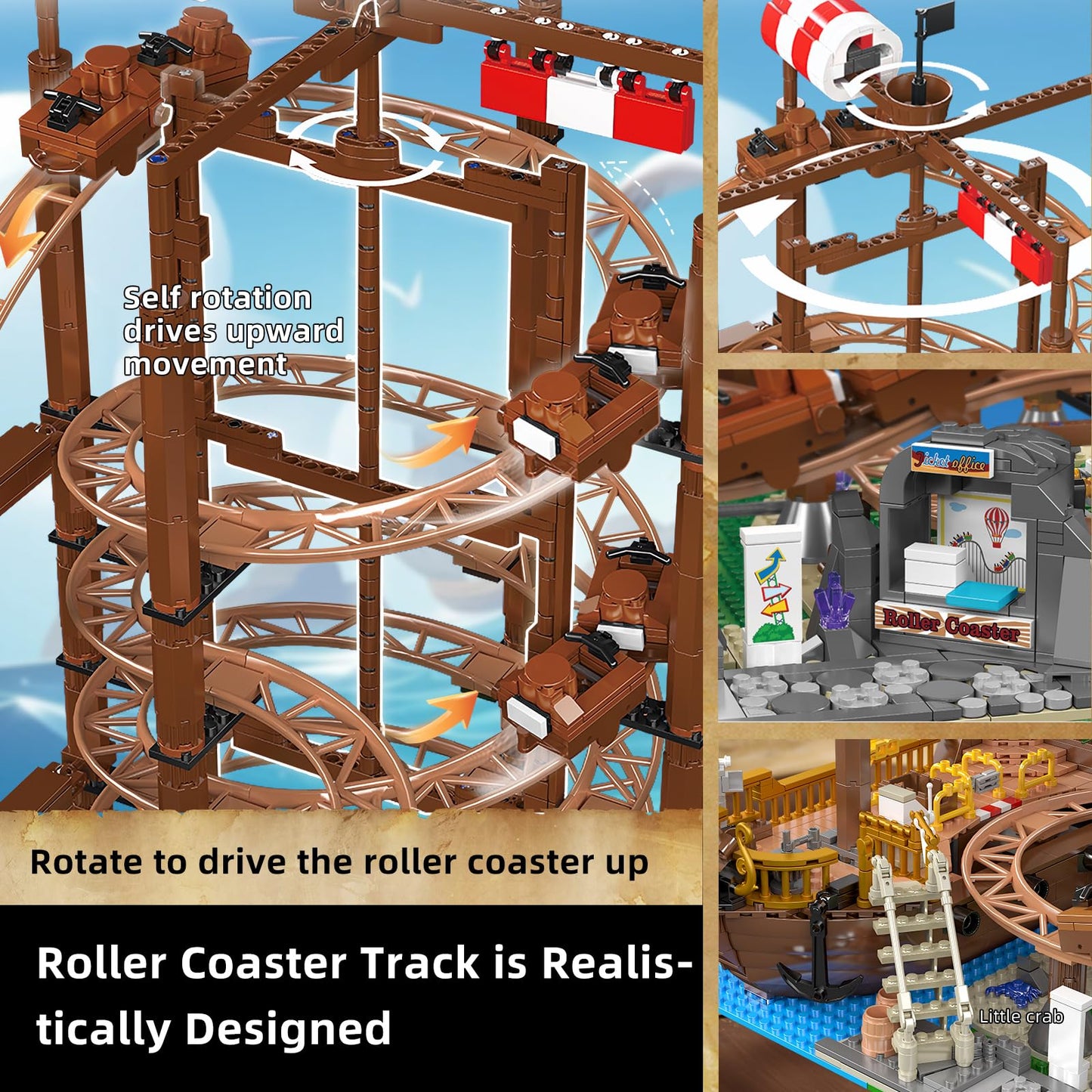 Mould King 11013 Roller Coaster Amusement Park Building Set – 2174 Pieces, DIY STEM Model Kit for Adults