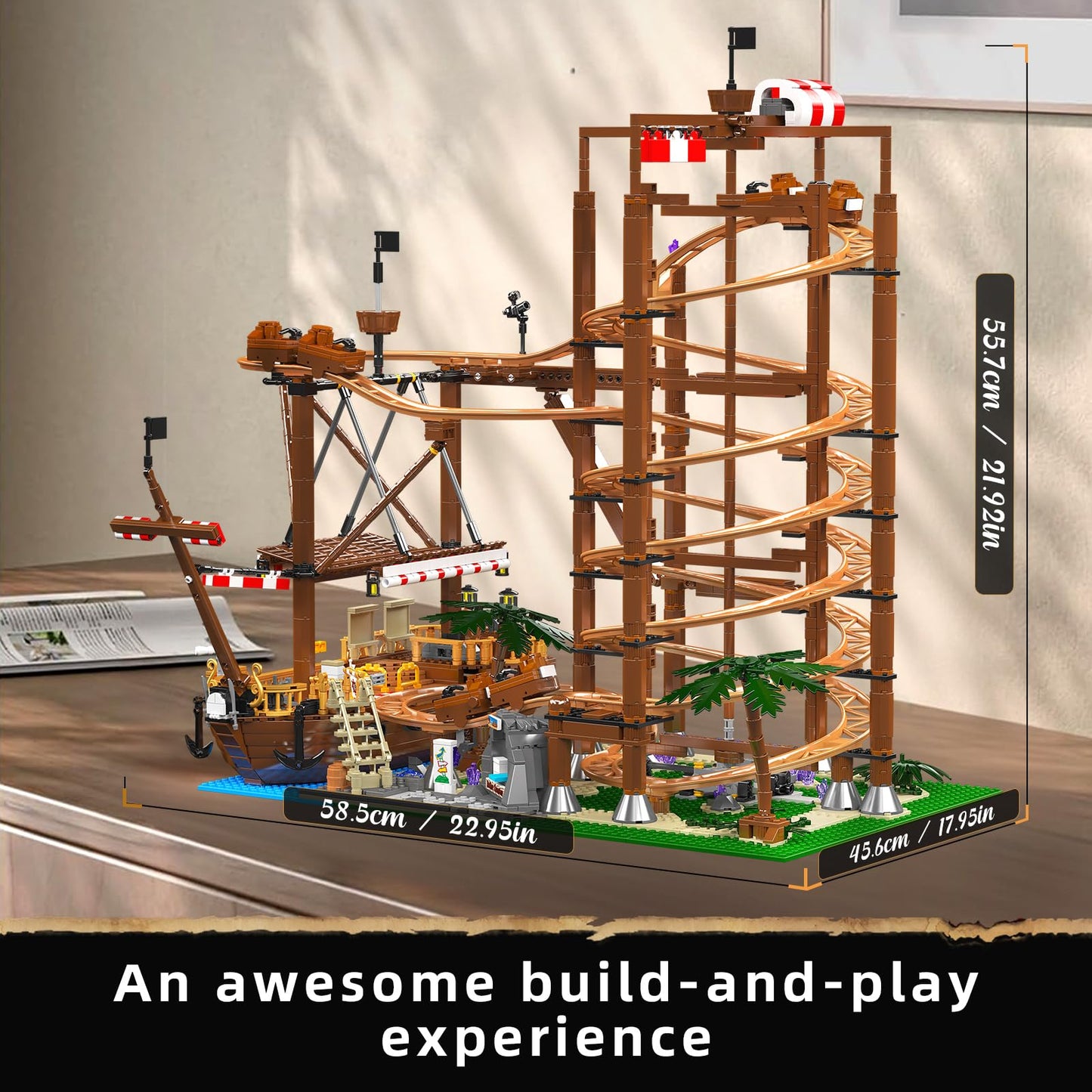 Mould King 11013 Roller Coaster Amusement Park Building Set – 2174 Pieces, DIY STEM Model Kit for Adults