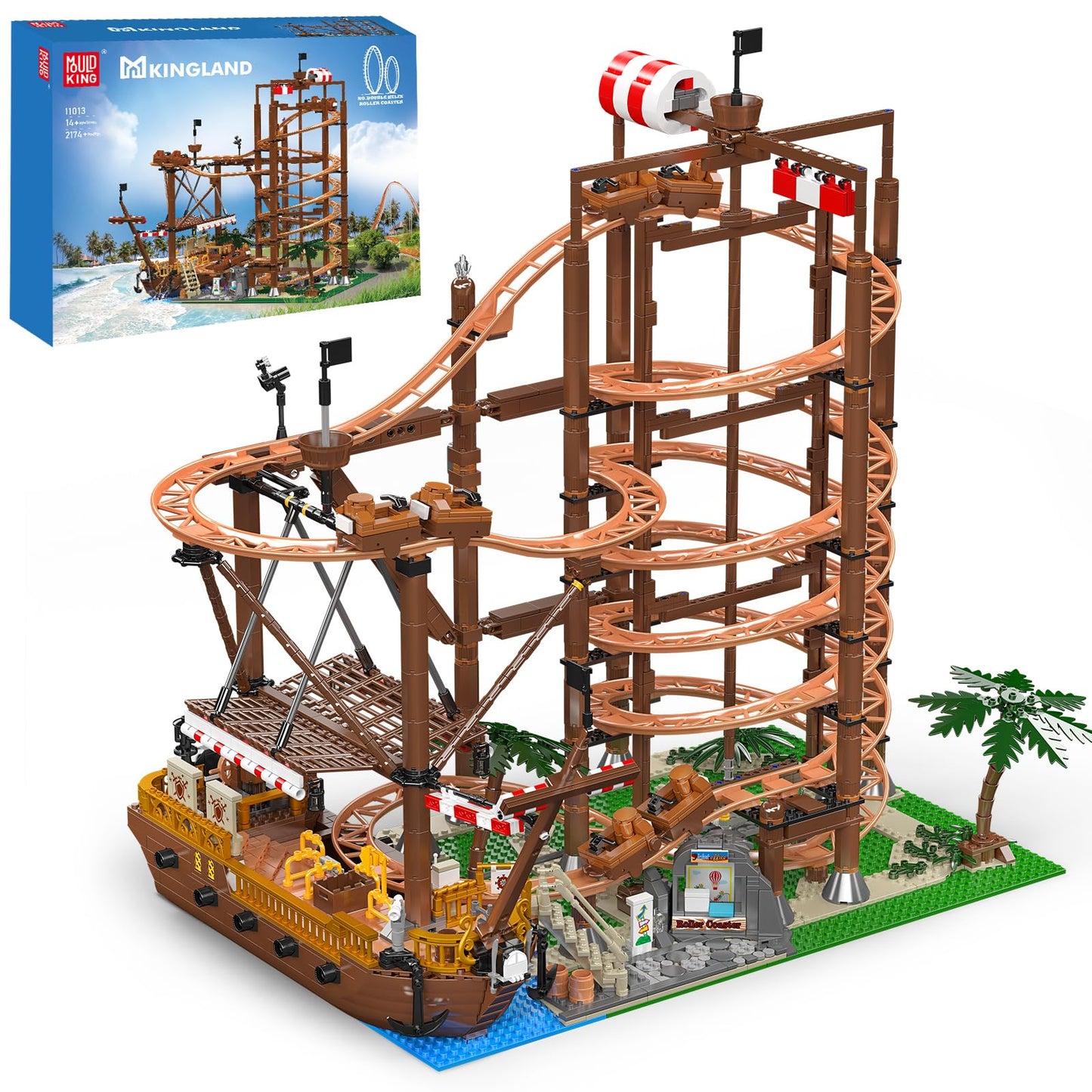 Mould King 11013 Roller Coaster Amusement Park Building Set – 2174 Pieces, DIY STEM Model Kit for Adults
