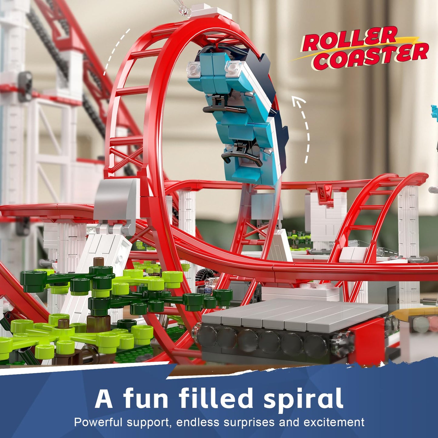 Mould King 11014 Roller Coaster Building Kit – 3646 Pieces, Motorized Track