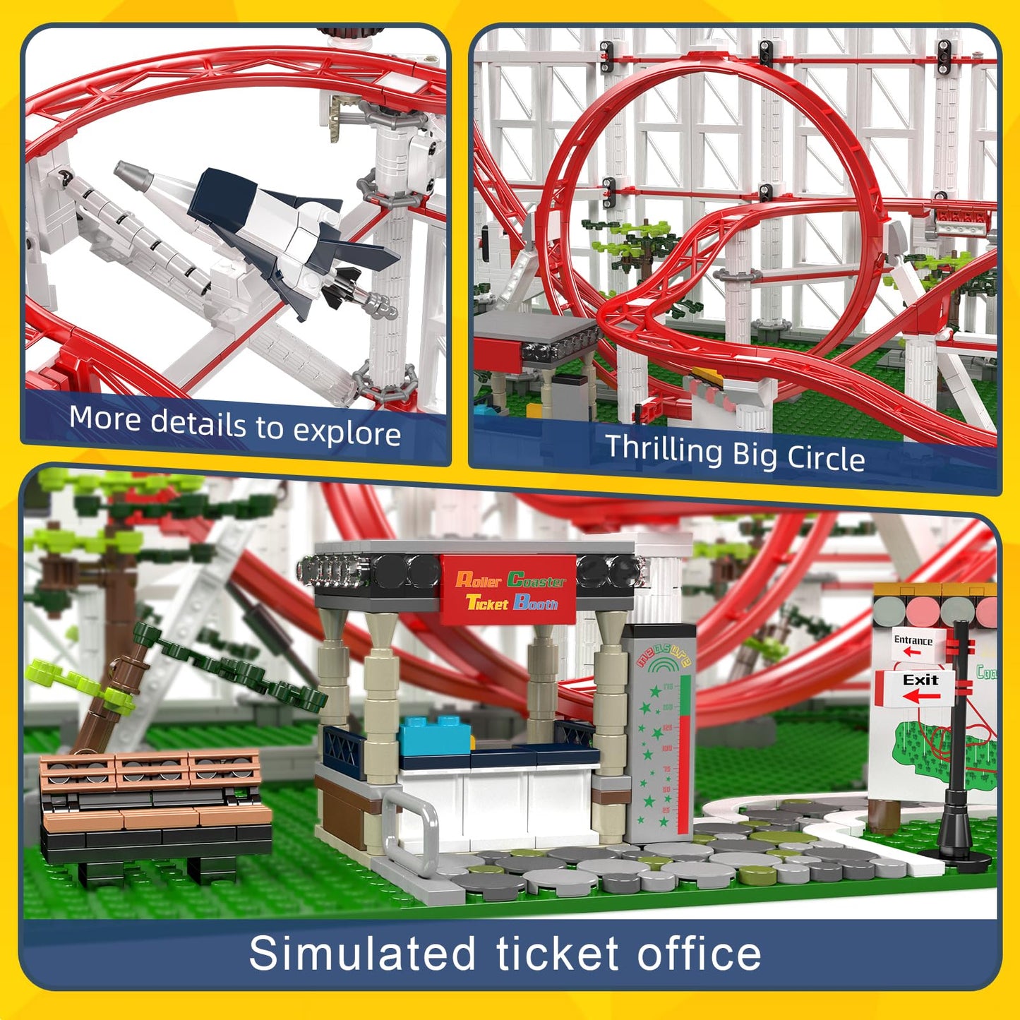 Mould King 11014 Roller Coaster Building Kit – 3646 Pieces, Motorized Track