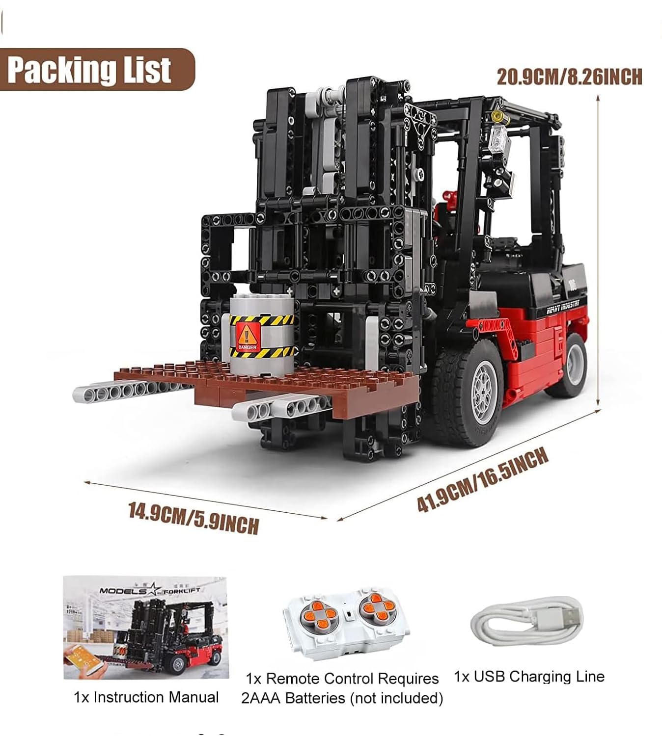 Mould King 13106 Forklift Truck Building Kit – 1,719 Pieces, Remote-Control Heavy-Duty Model