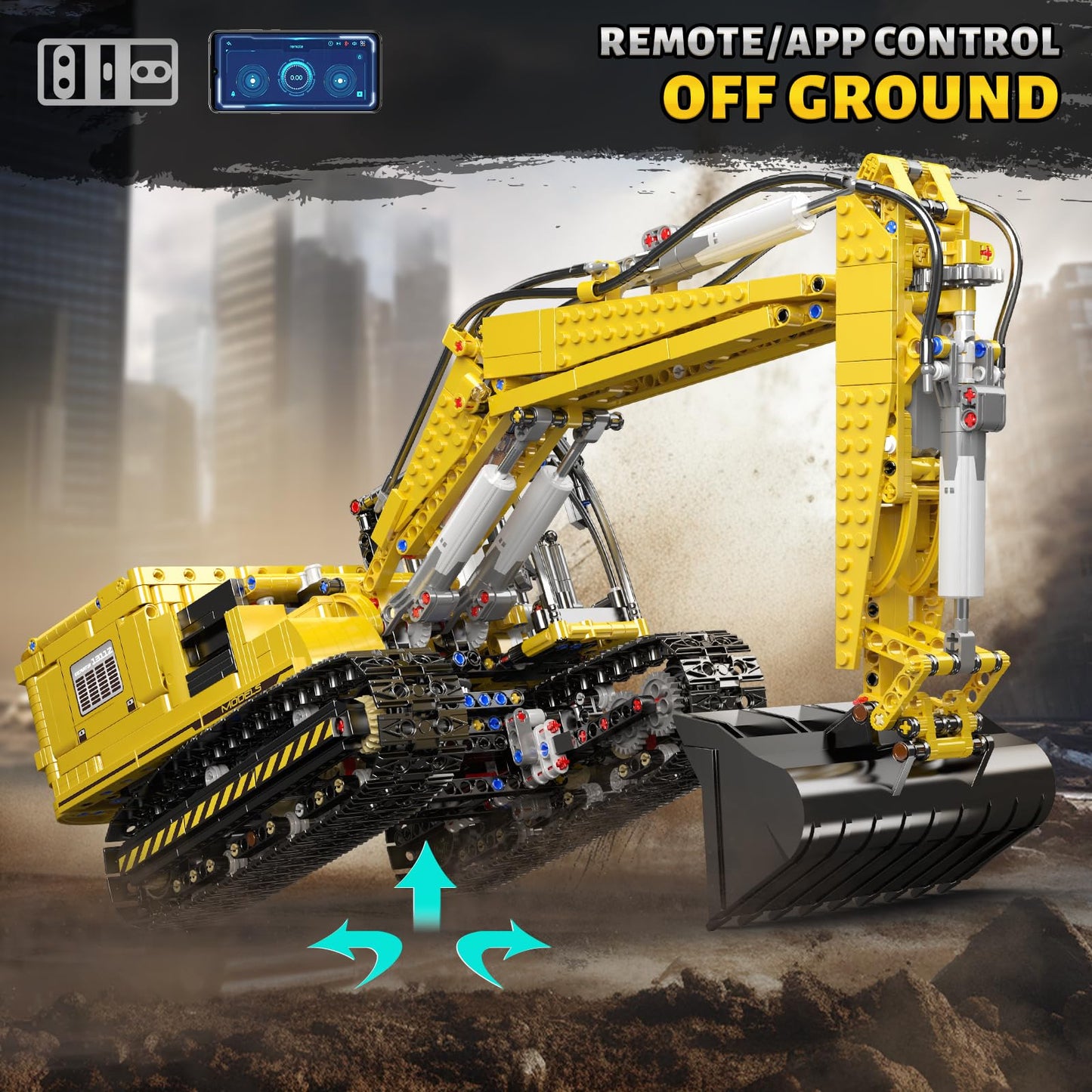 Mould King 13112 Upgraded RC Excavator – 2169+ Parts, Dual Remote & App Control