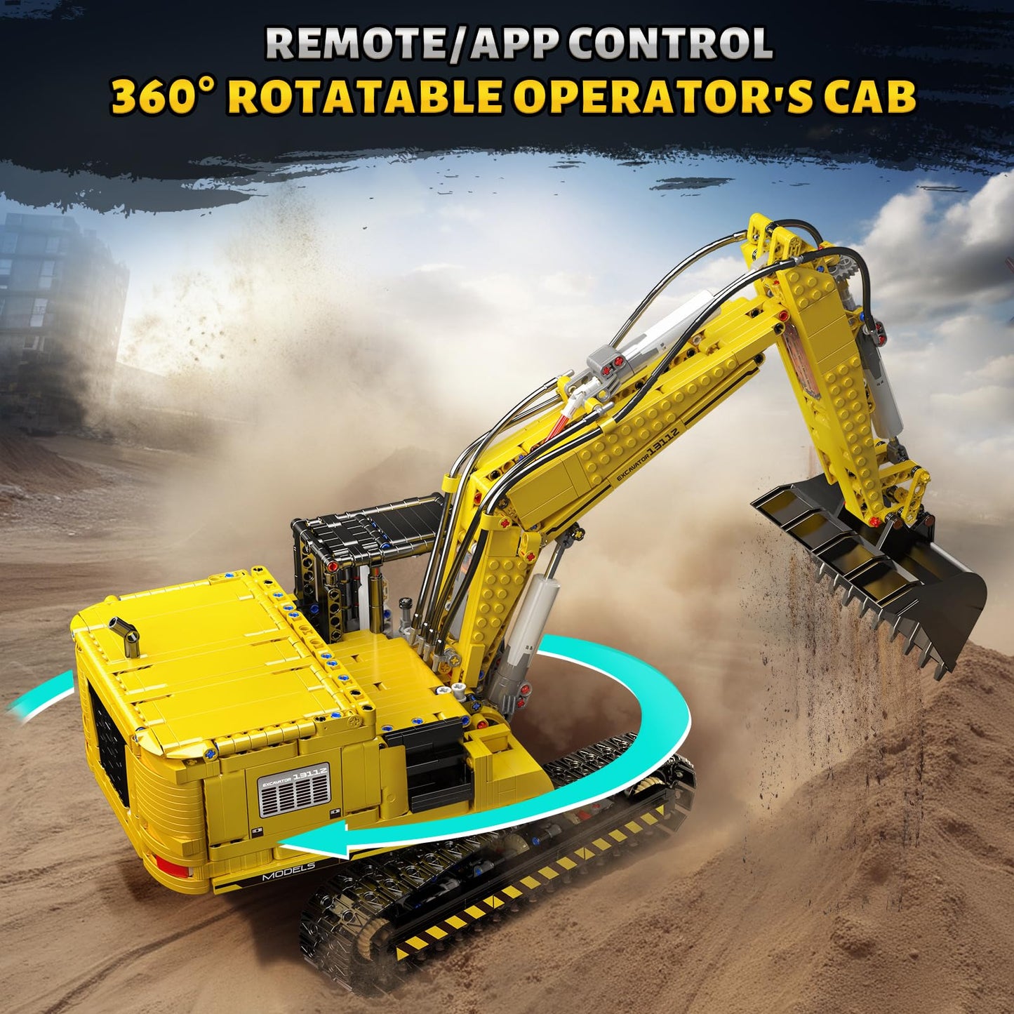 Mould King 13112 Upgraded RC Excavator – 2169+ Parts, Dual Remote & App Control