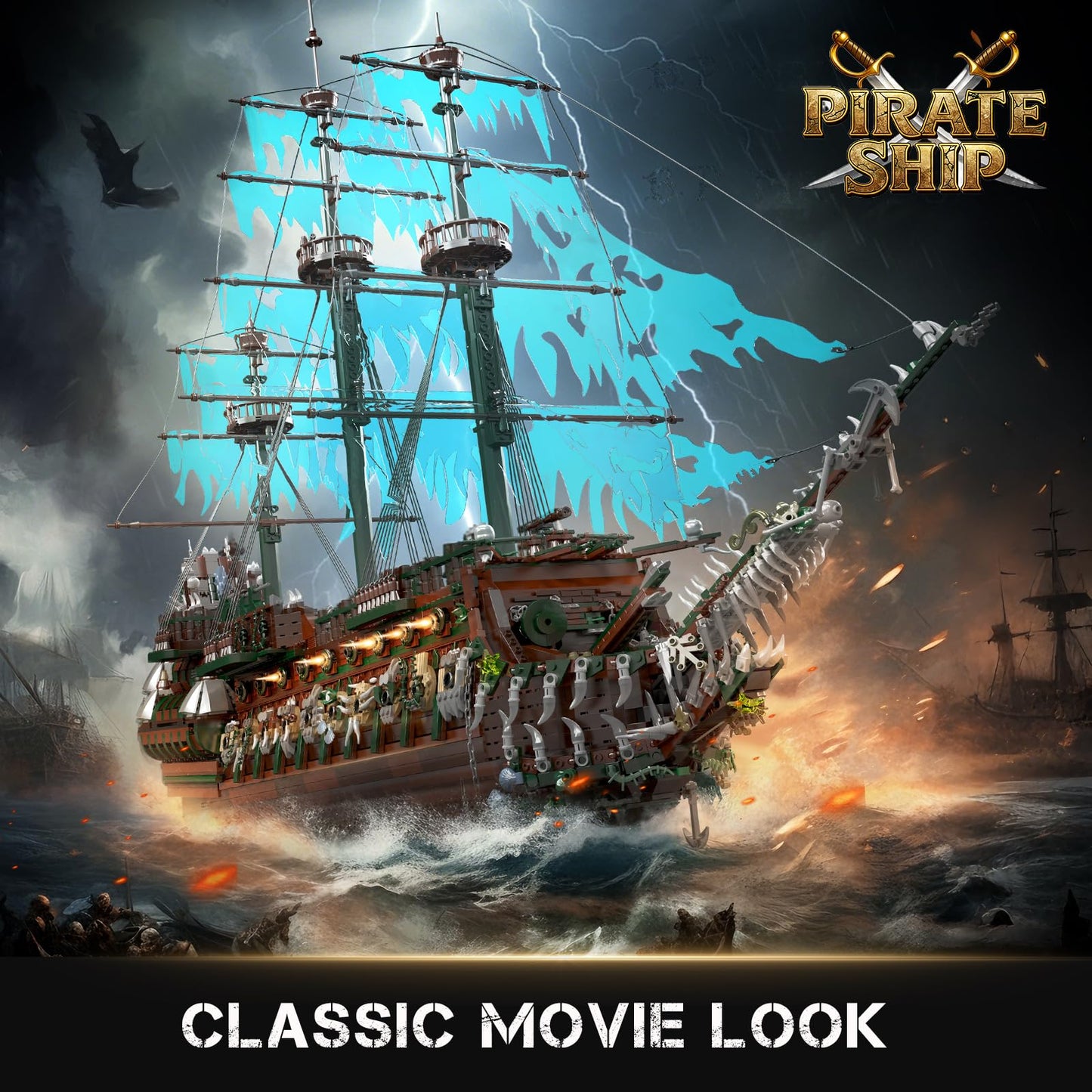 Mould King 13218 Pirate Ship Building Kit | 6849-Piece Flying Dutchman Model