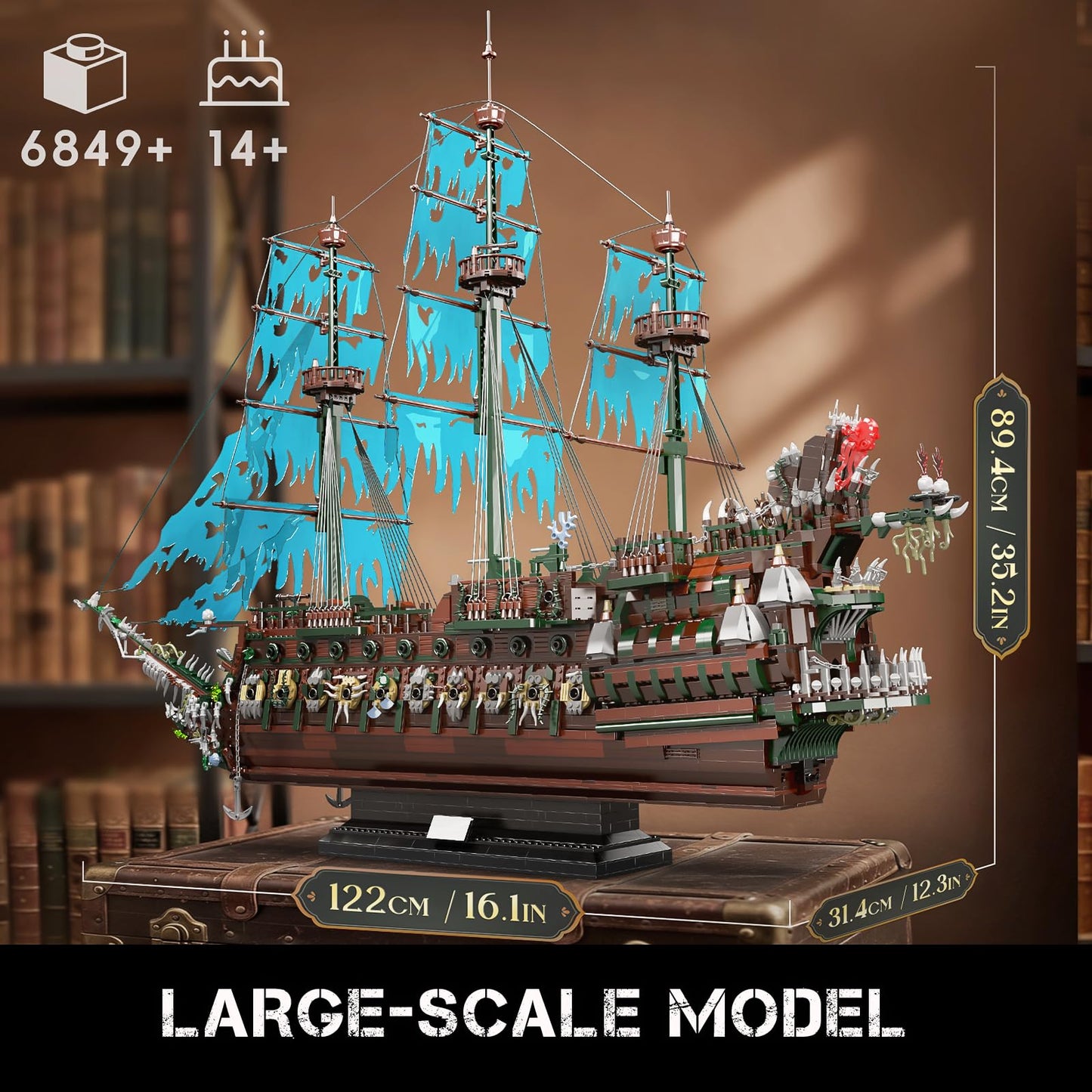Mould King 13218 Pirate Ship Building Kit | 6849-Piece Flying Dutchman Model