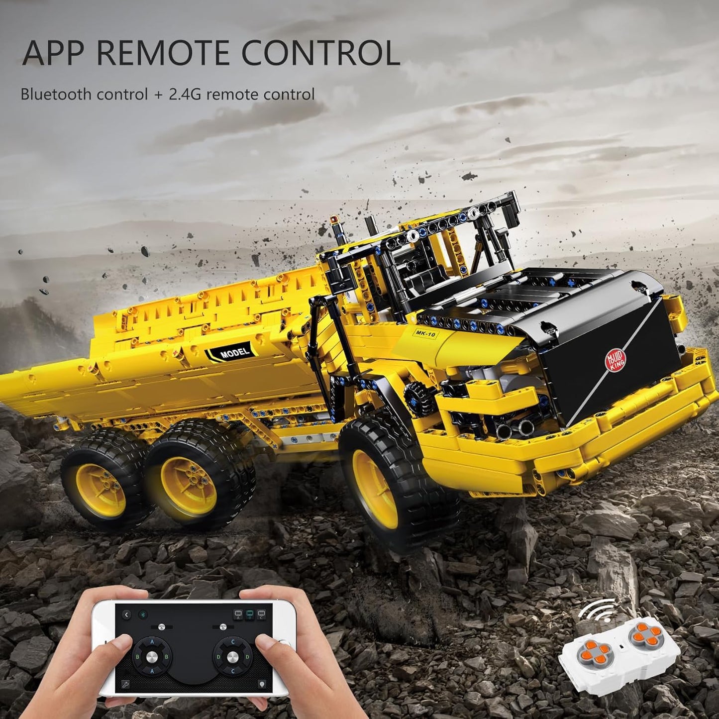 Mould King 17010 Engineering Dump Truck – 1888-Piece RC Building Kit