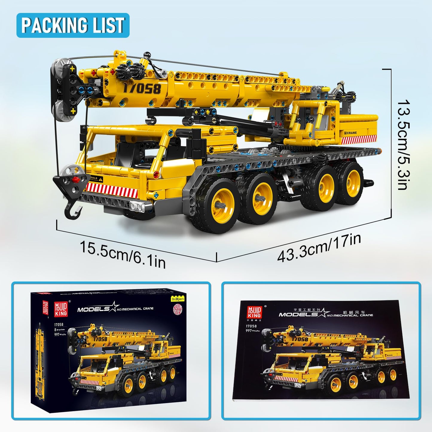 Mould King 17058 City Mobile Crane Truck Building Set – 997 Pieces