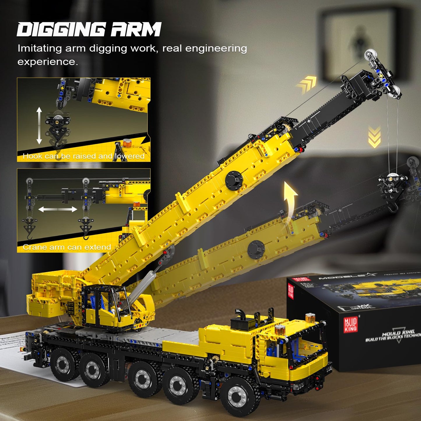 Mould King 17073 Engineering Truck Construction Set – Remote Control LTM 1110 Crane (3218 Pieces) | STEM Building Blocks