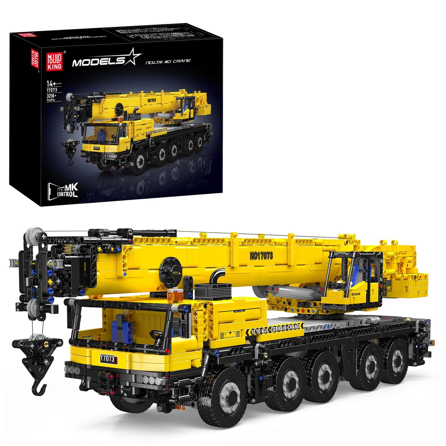 Mould King 17073 Engineering Truck Construction Set – Remote Control LTM 1110 Crane (3218 Pieces) | STEM Building Blocks