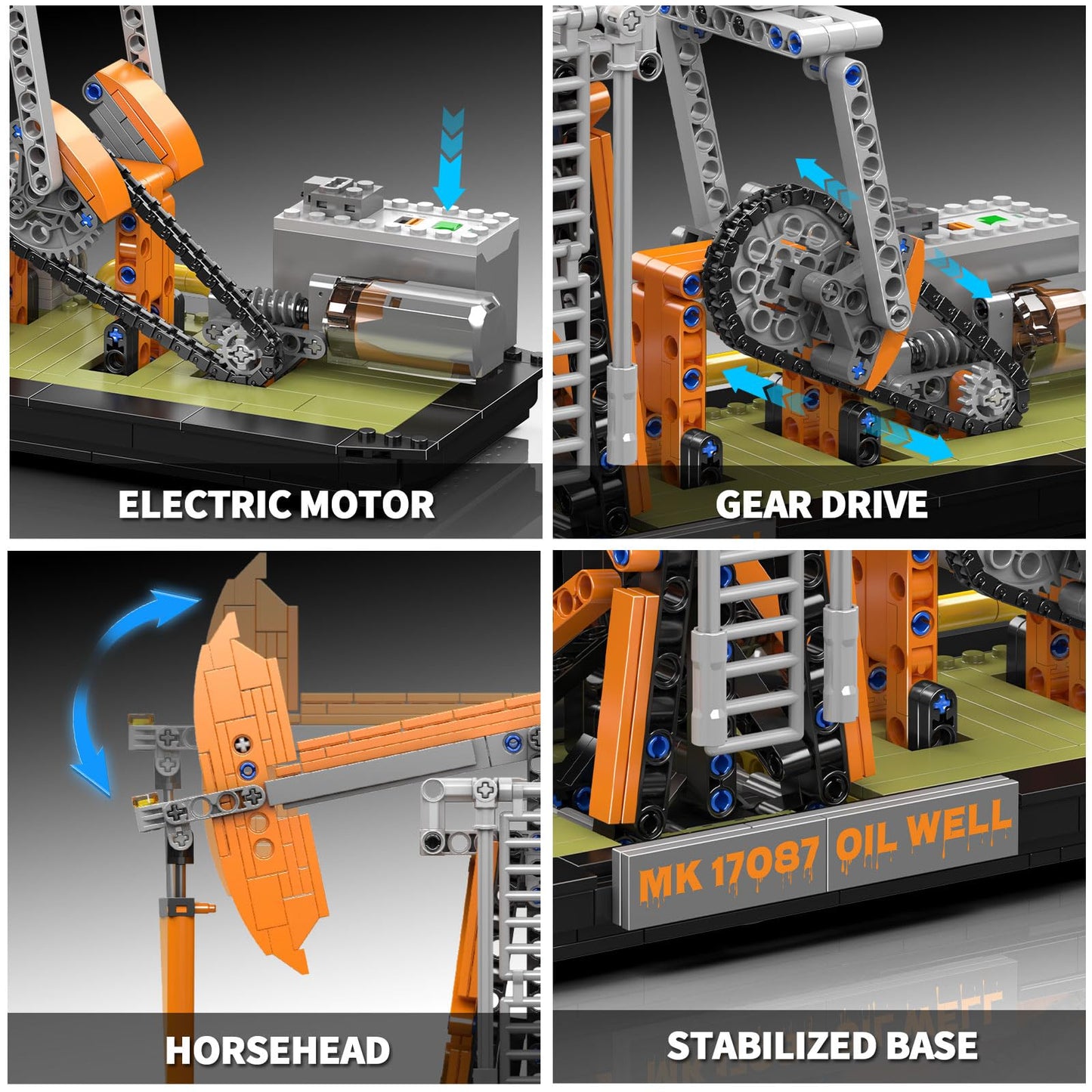 Mould King 17087 Oilfield Movable Building Set | Battery Powered Pumpjack Model