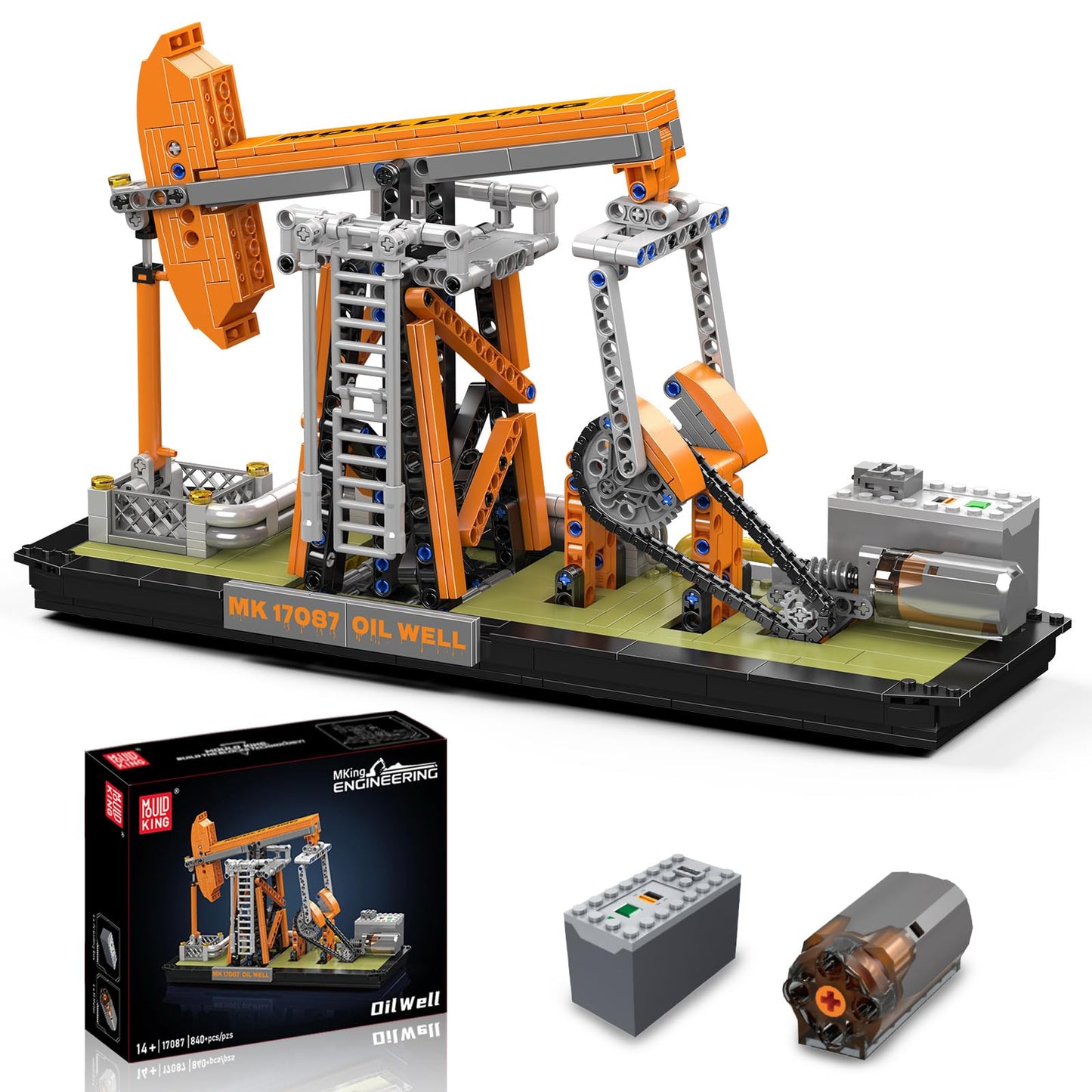 Mould King 17087 Oilfield Movable Building Set | Battery Powered Pumpjack Model