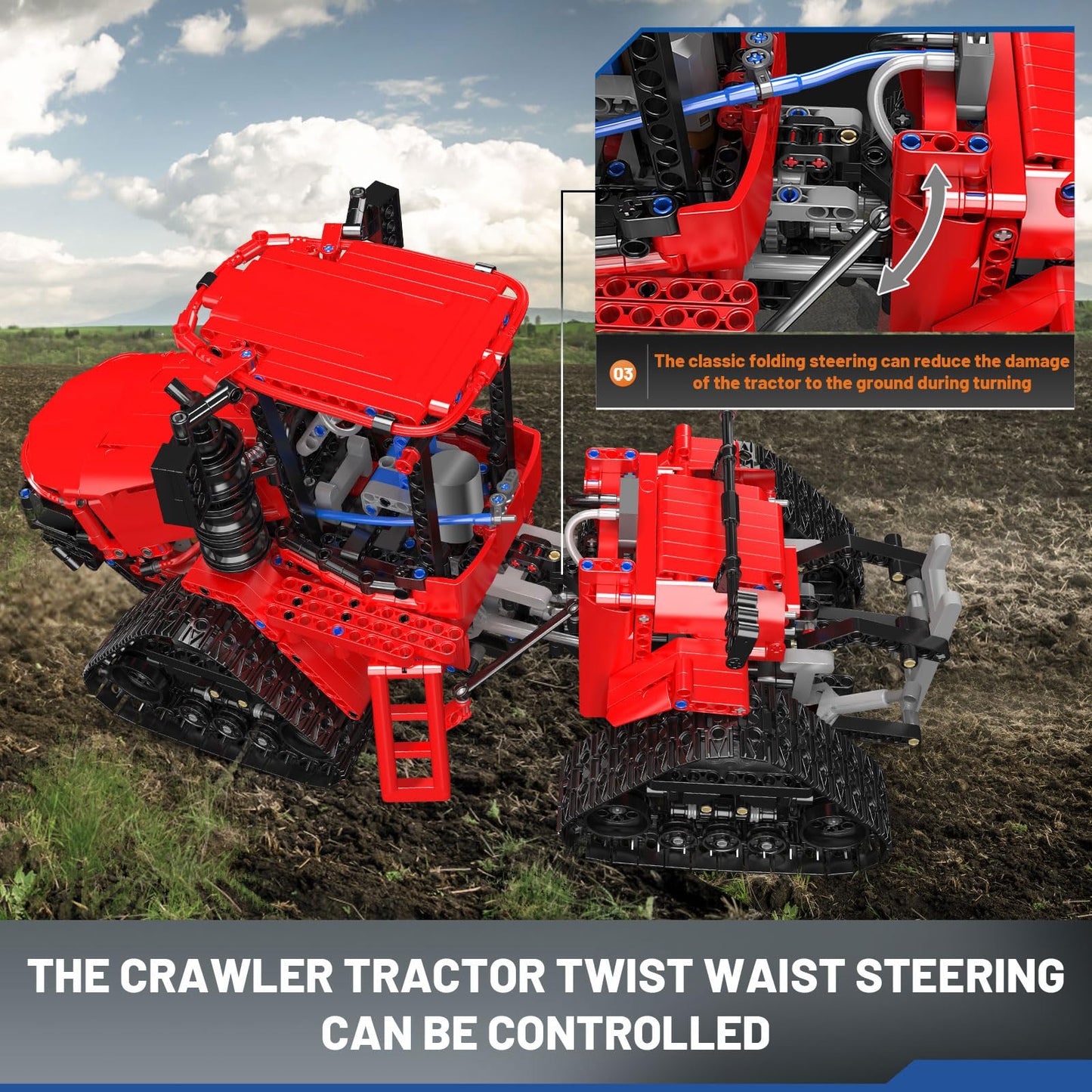 Mould King 18020 Tractor Building Blocks | Remote Control Crawling Tractor (1698 Pieces)