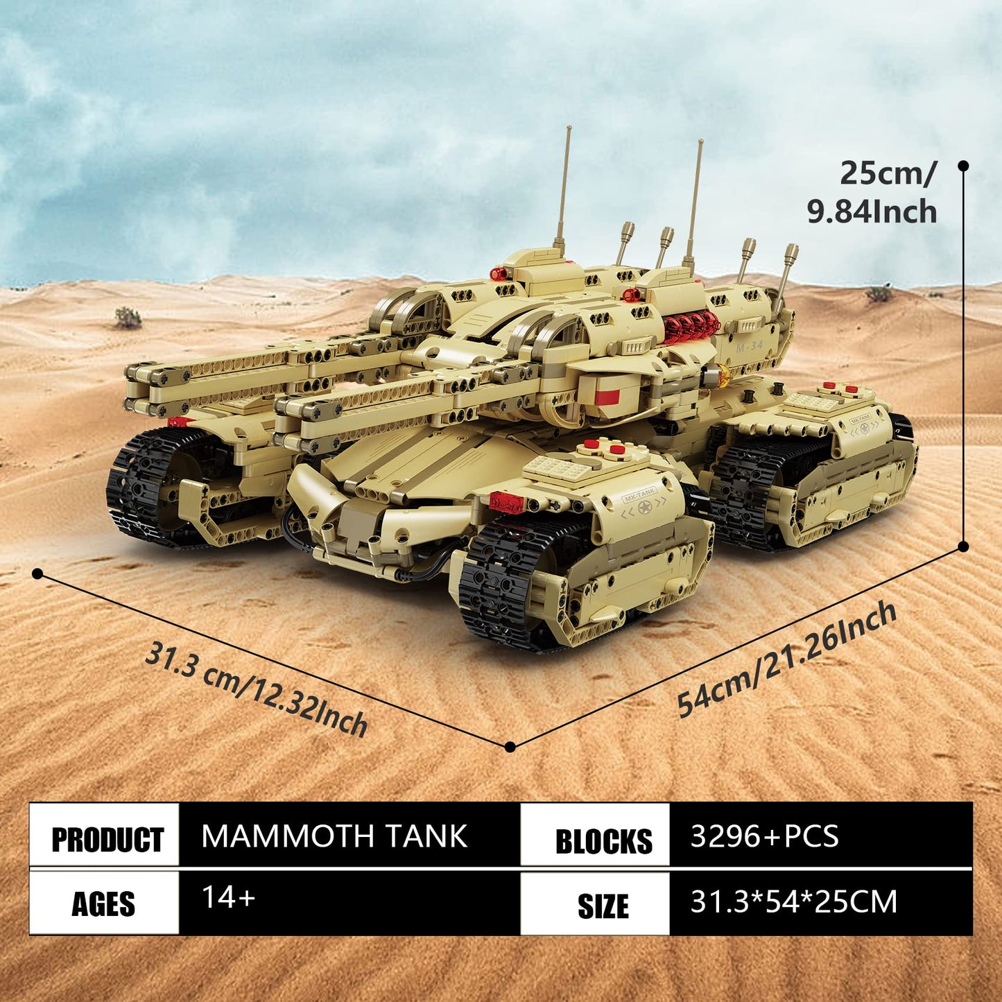 Mould King 20011 Mammoth Tank – Remote Control RC Building Kit for Adults