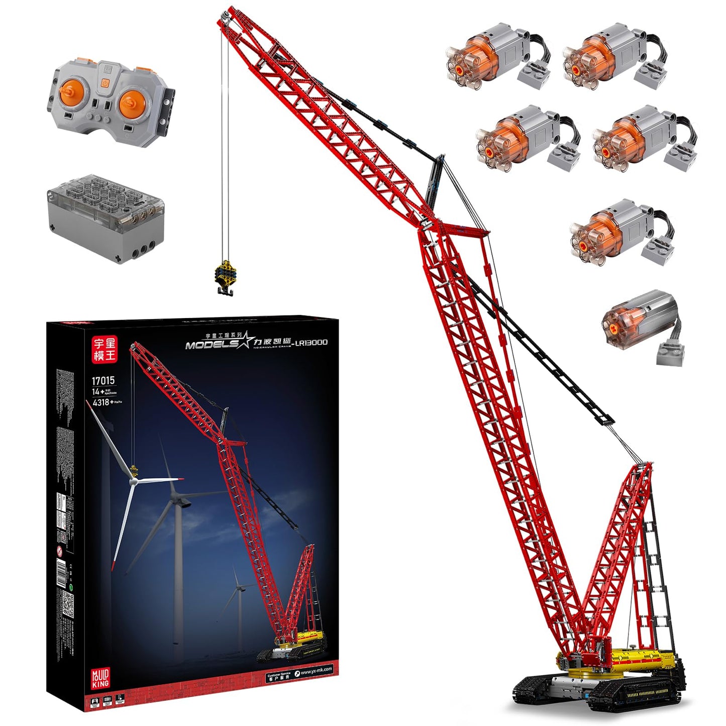 Mould King LR13000 Crawler Crane Kit – 4318+ Pieces, Motorized RC with App Remote