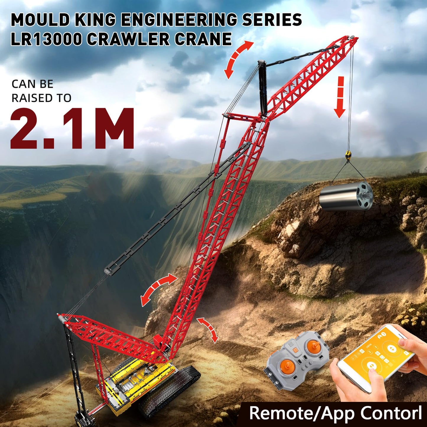 Mould King LR13000 Crawler Crane Kit – 4318+ Pieces, Motorized RC with App Remote