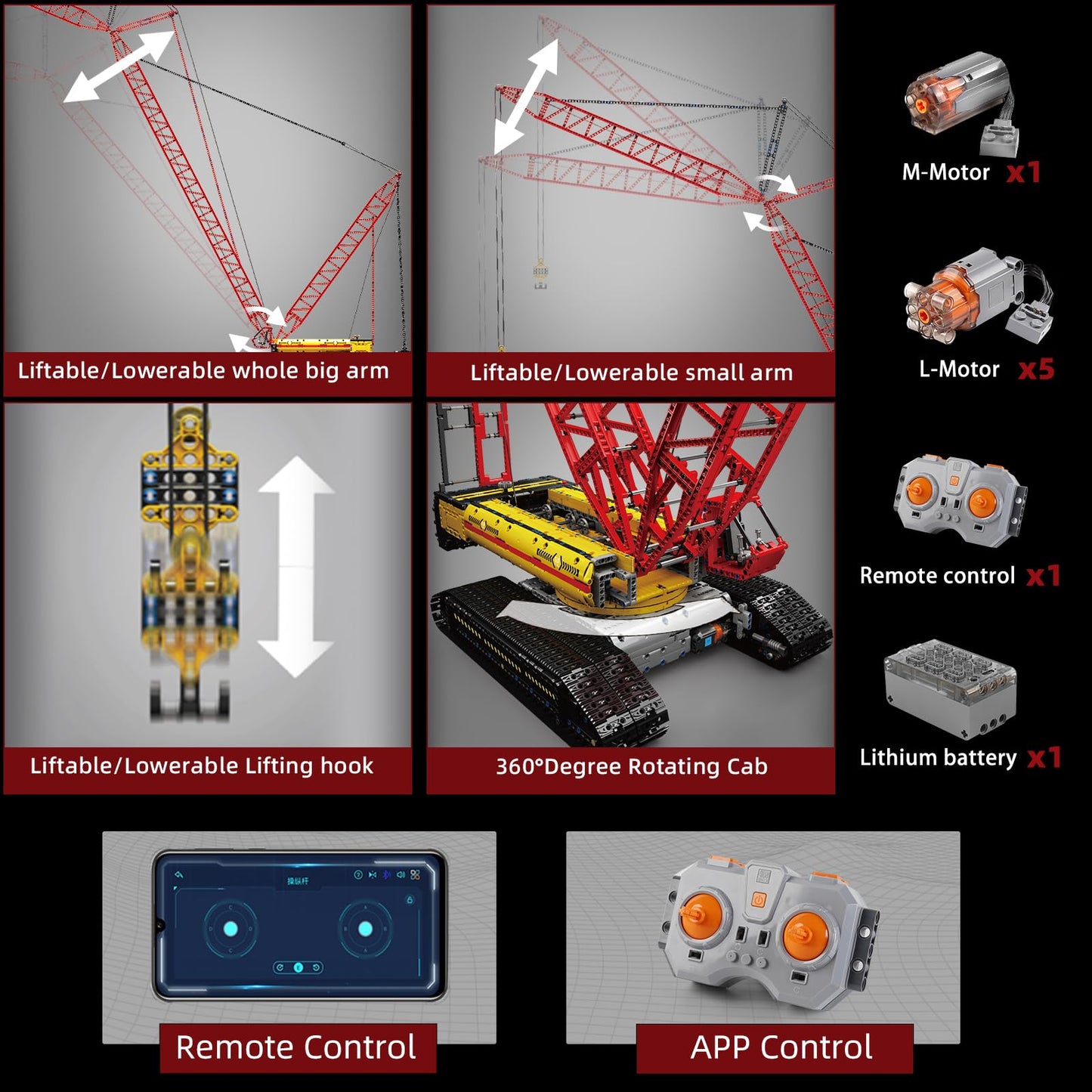Mould King LR13000 Crawler Crane Kit – 4318+ Pieces, Motorized RC with App Remote