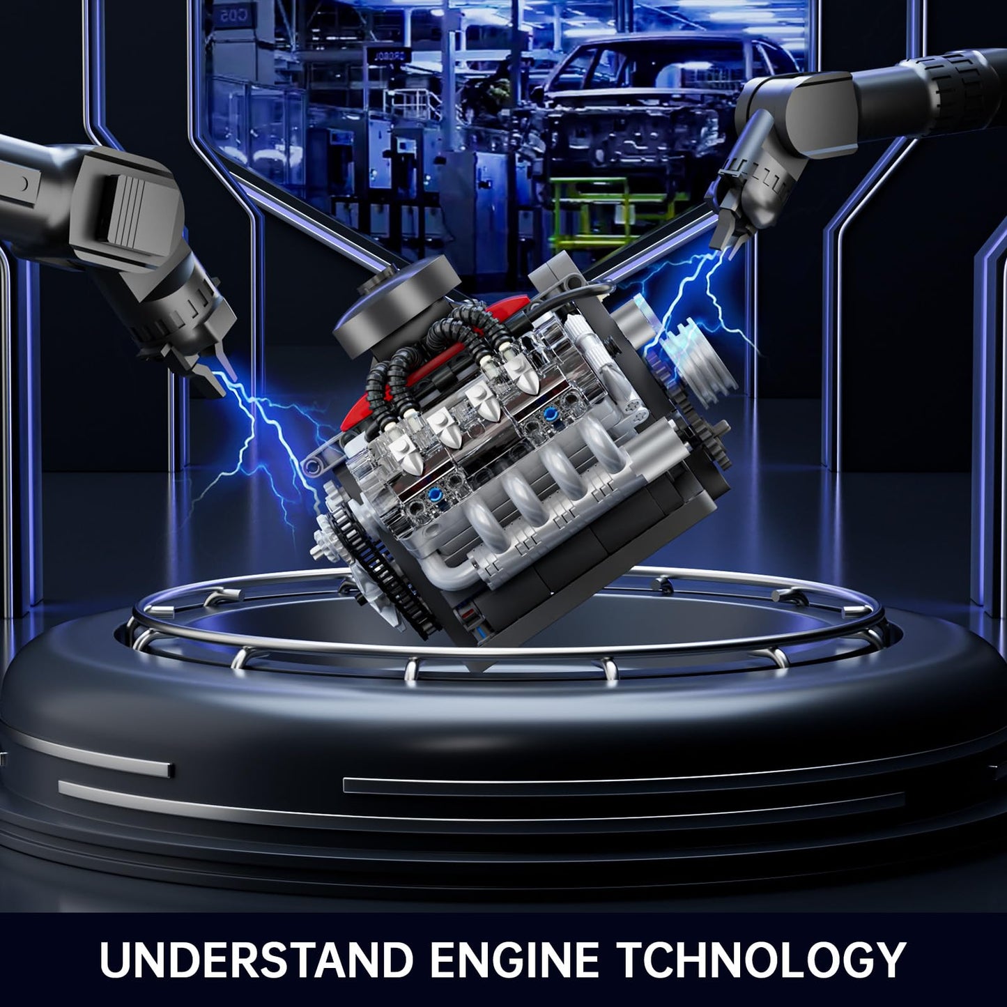 Mould King Mini V8 Engine Kit – Build a Visible Car Engine (487 Pcs) | STEM Toy for 14+ and Adults | 10171
