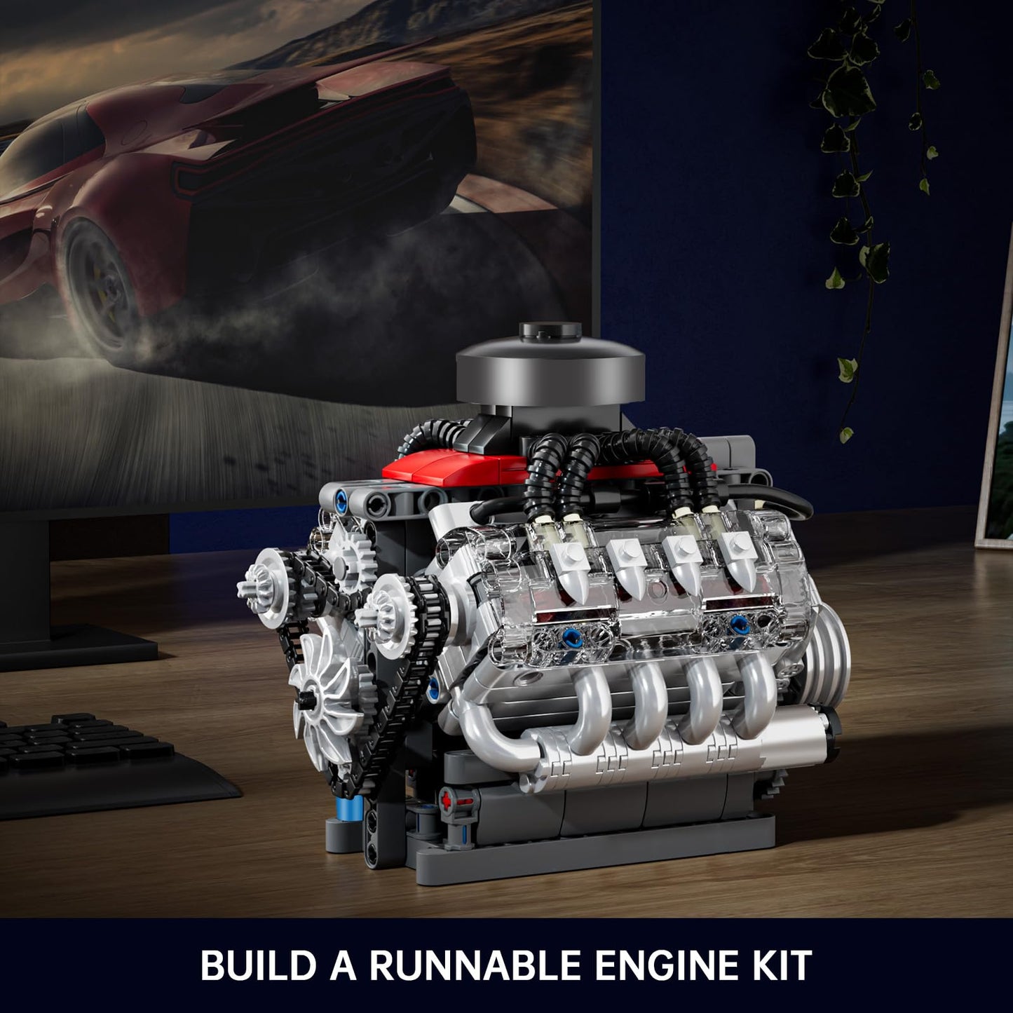 Mould King Mini V8 Engine Kit – Build a Visible Car Engine (487 Pcs) | STEM Toy for 14+ and Adults | 10171