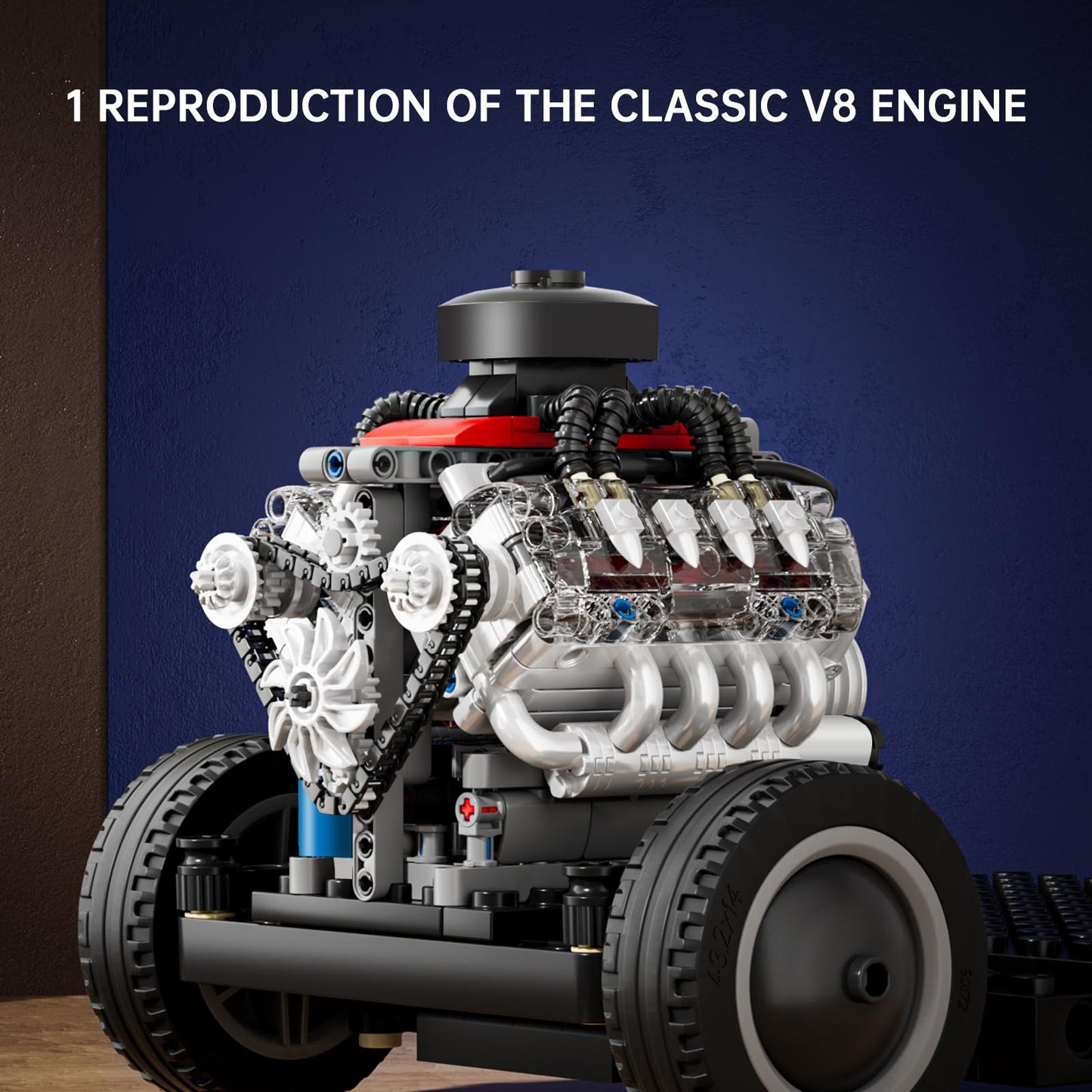Mould King Mini V8 Engine Kit – Build a Visible Car Engine (487 Pcs) | STEM Toy for 14+ and Adults | 10171