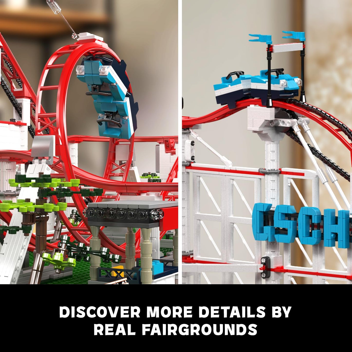 Mould King Roller Coaster Building Set – 3646 PCS Motorized Amusement Park Model Kit