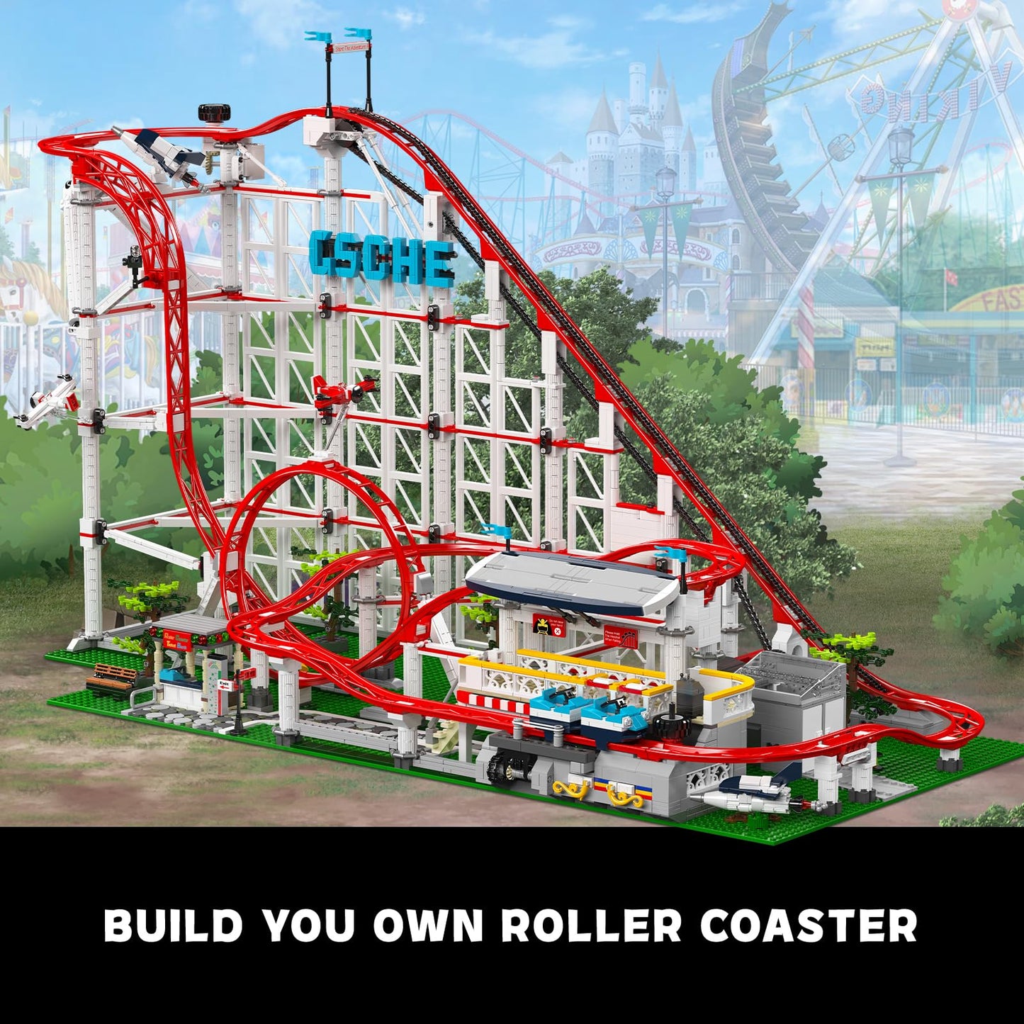 Mould King Roller Coaster Building Set – 3646 PCS Motorized Amusement Park Model Kit