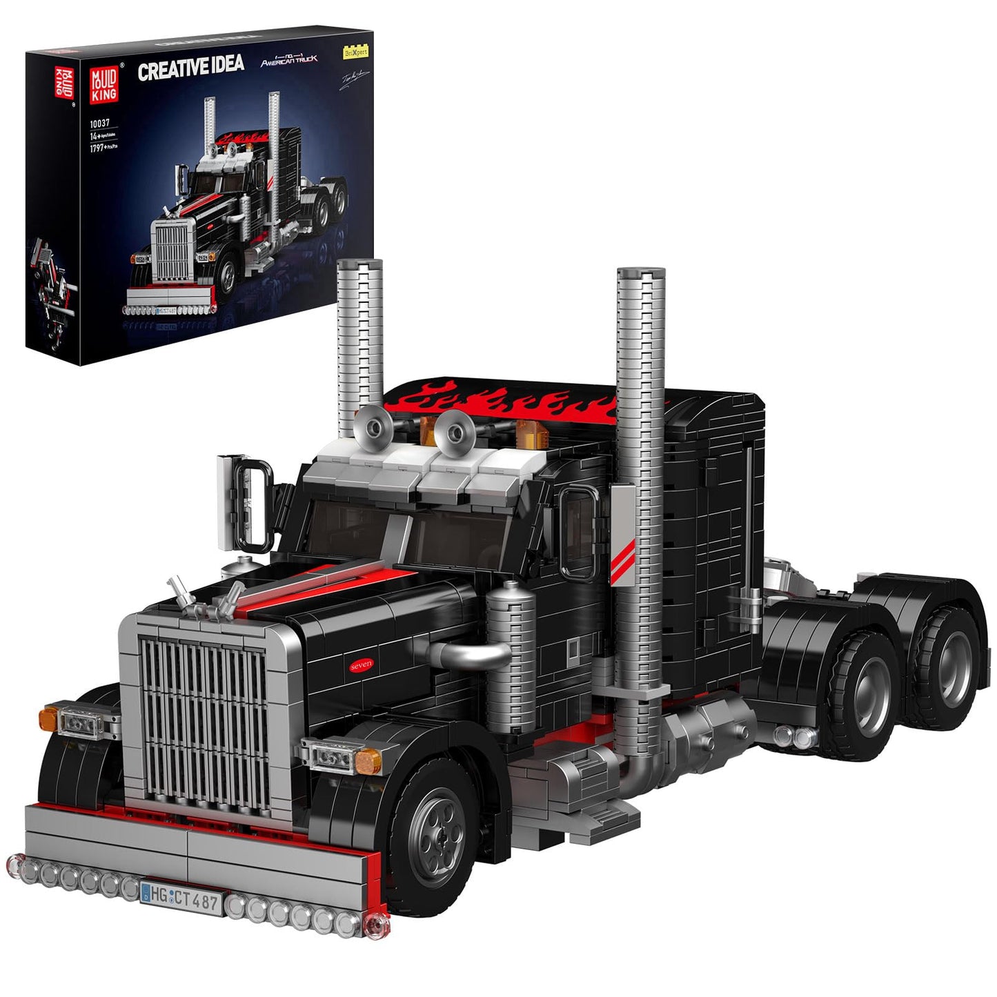 Mould King Semi Truck Building Set – 1814 Pieces, Collectible Trailer Model 10037