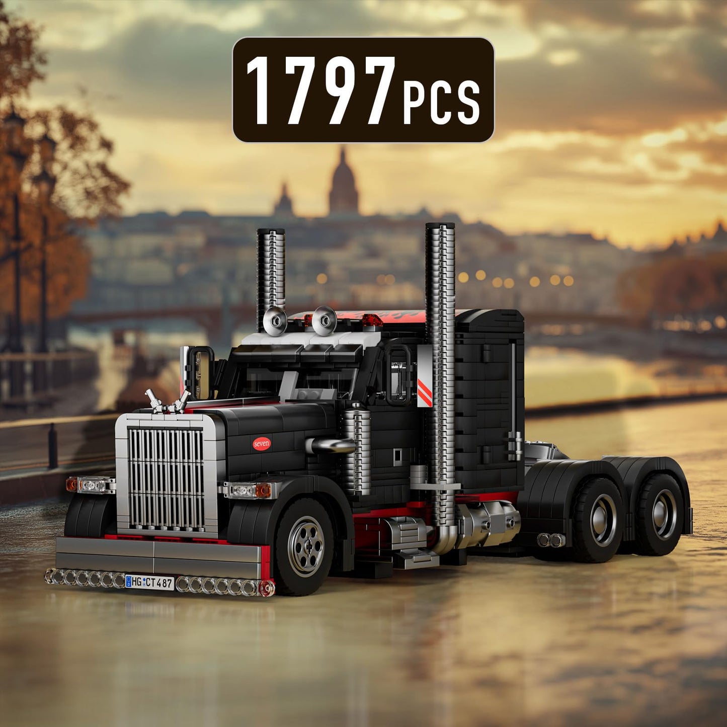 Mould King Semi Truck Building Set – 1814 Pieces, Collectible Trailer Model 10037