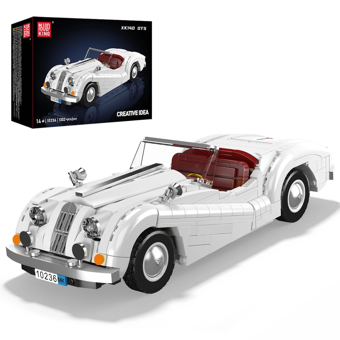 Mould King Sports Car Building Block Kit – 1,302+ Pieces Classic Convertible Model